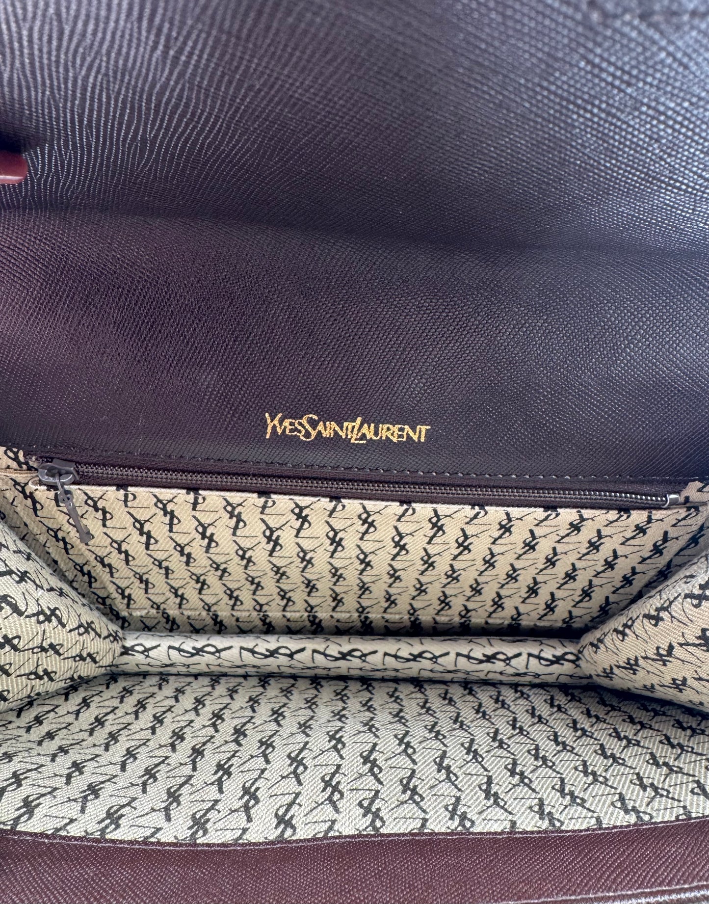 Vintage YSL Brown Leather Clutch