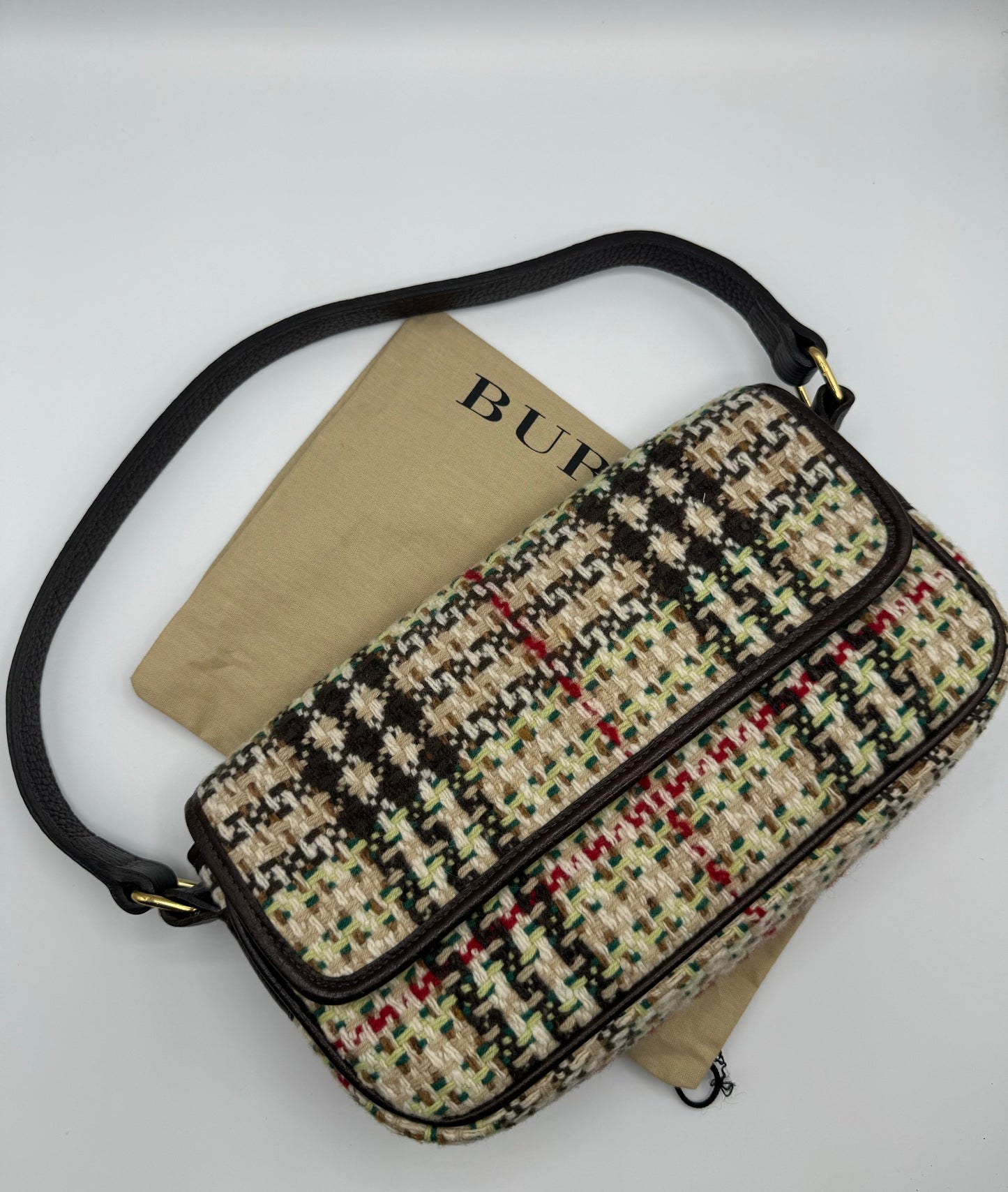 Vintage Burberry Tweed Baguette Bag