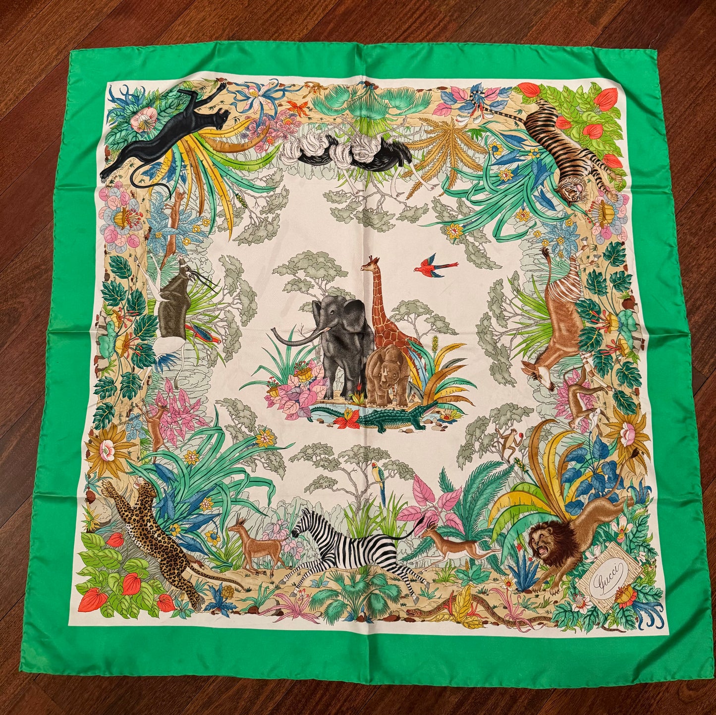 Vintage Gucci Silk Scarf- Green