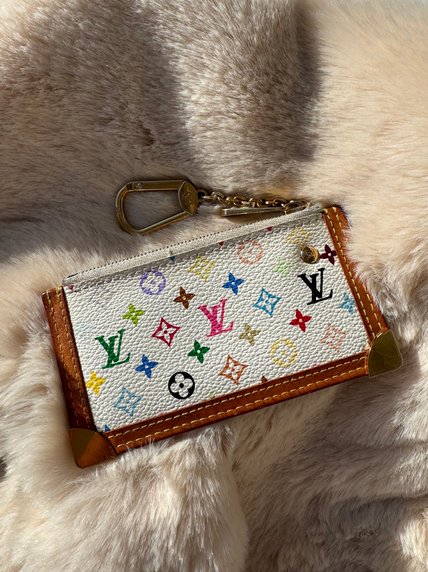 Vintage Louis Vuitton x Murakami Multicolor Key Pouch- White