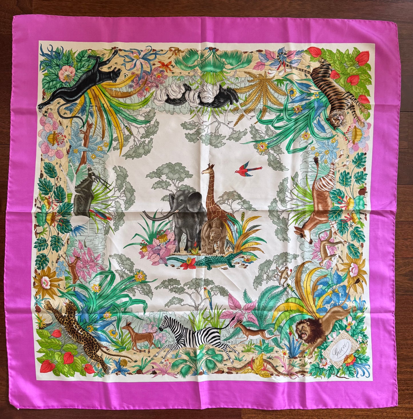 Vintage Gucci Silk Scarf- Pink
