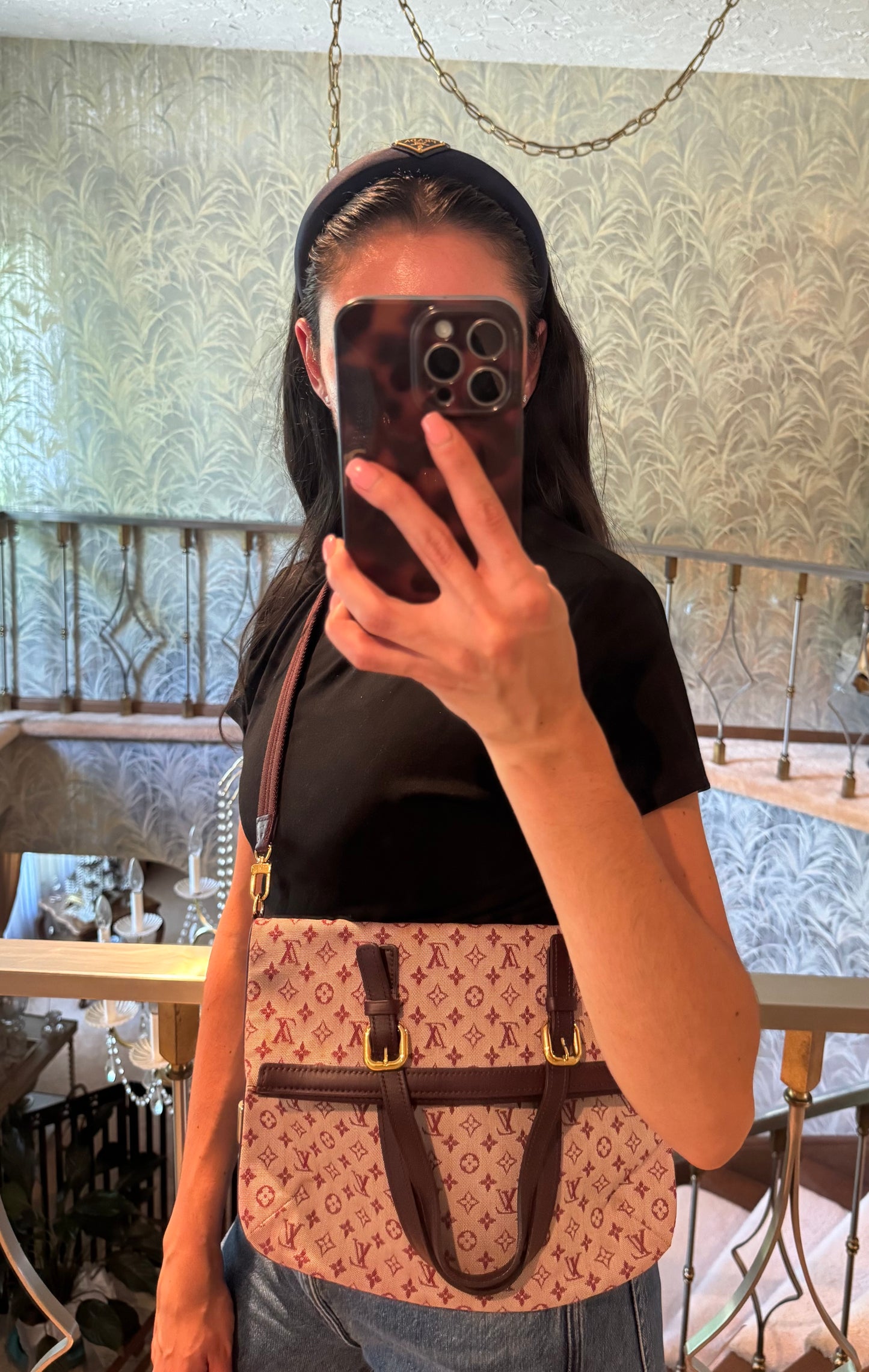 Vintage LV Denim Burgundy Tote