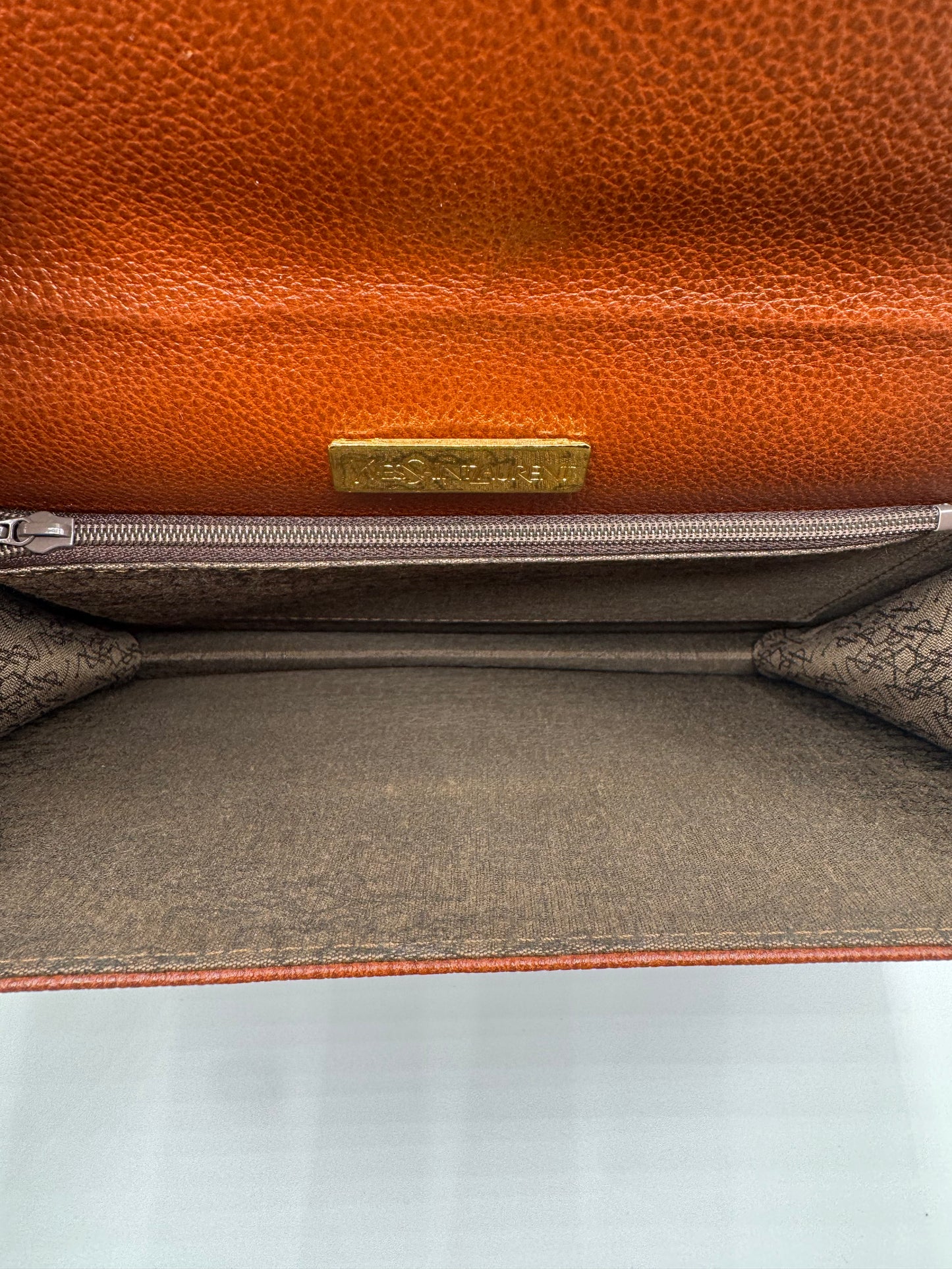 Vintage YSL Light Brown Leather Clutch