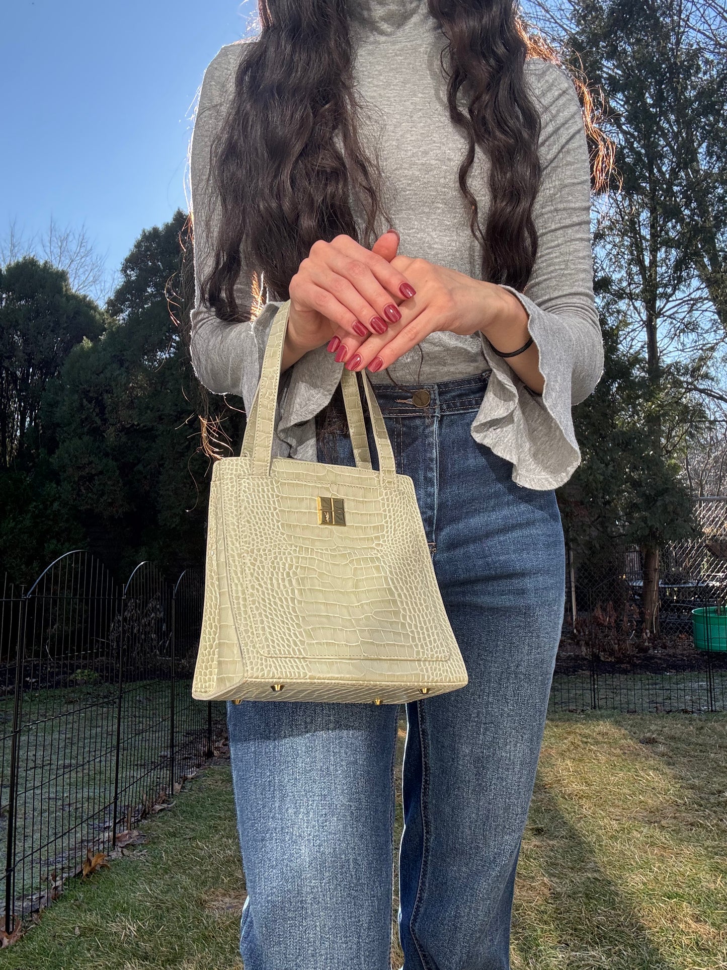 Vintage YSL Croc Embossed Bag