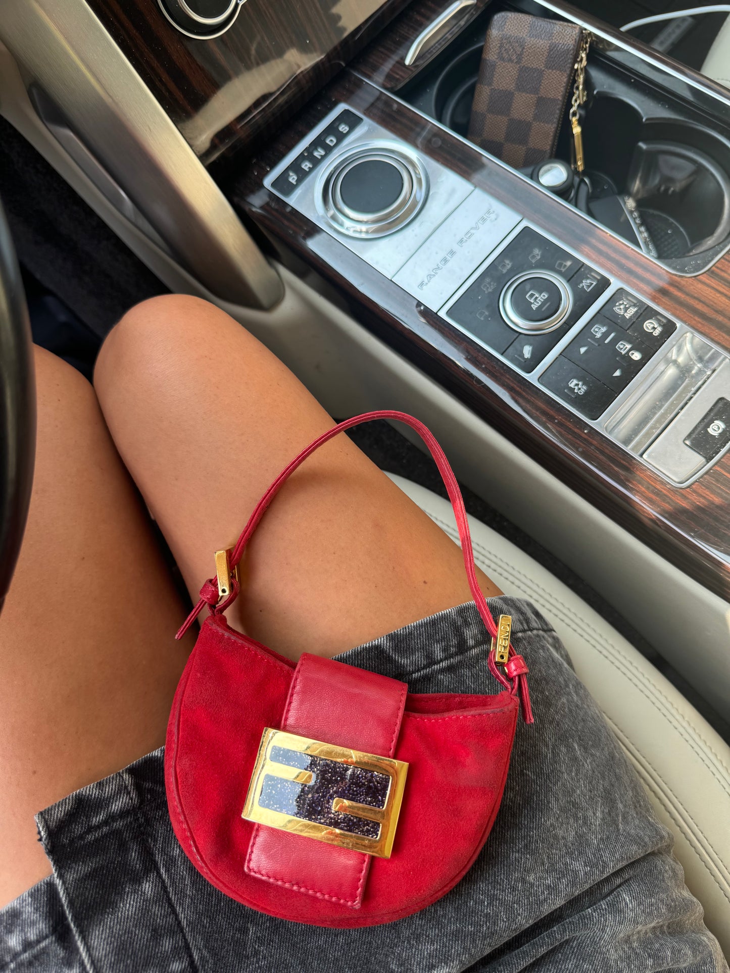 Vintage Fendi Red Suede Croissant Bag