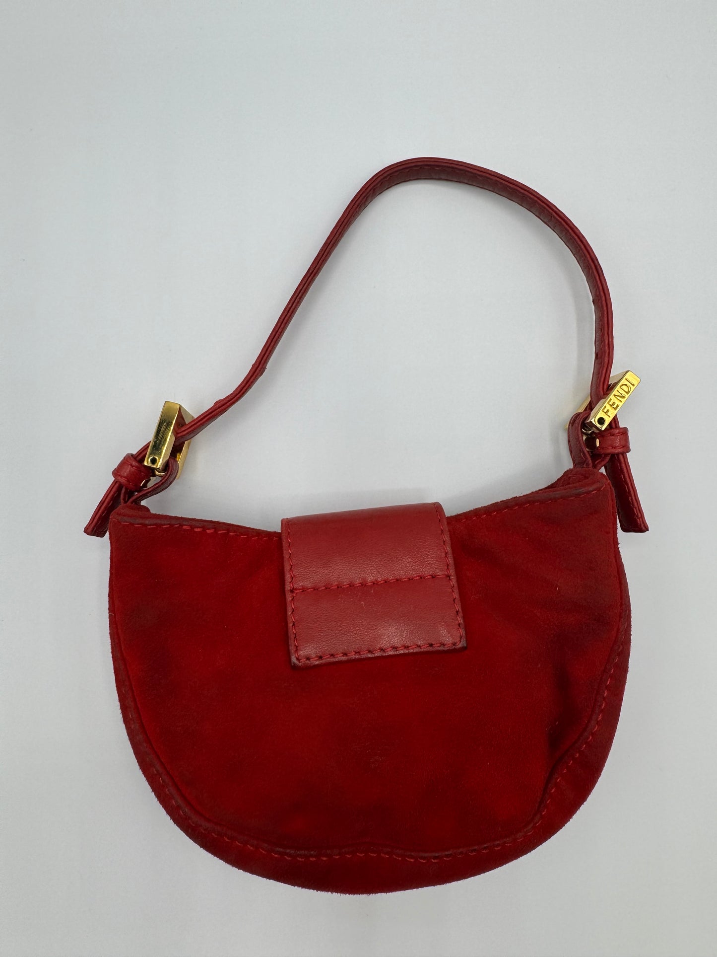 Vintage Fendi Red Suede Croissant Bag