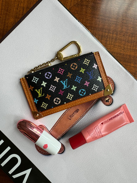 Vintage Louis Vuitton x Murakami Multicolor Key Pouch- Black