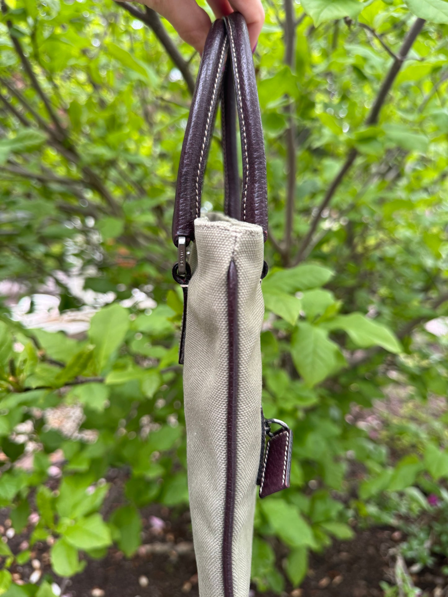 Vintage Prada Olive Canvas Tote