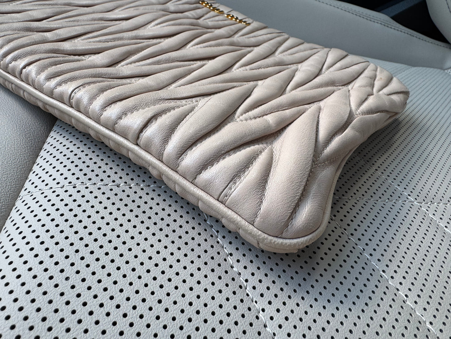 Miu Miu Beige Leather Clutch