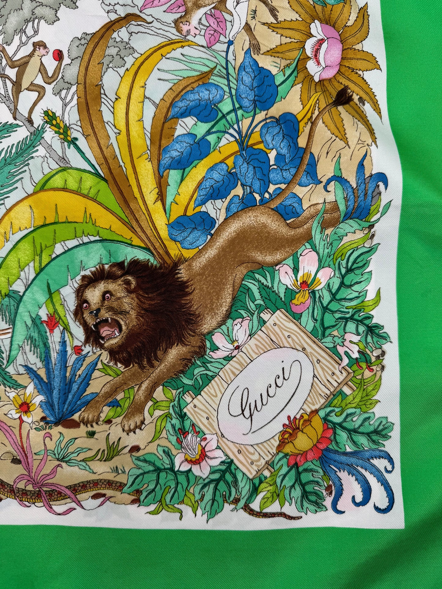 Vintage Gucci Silk Scarf- Green