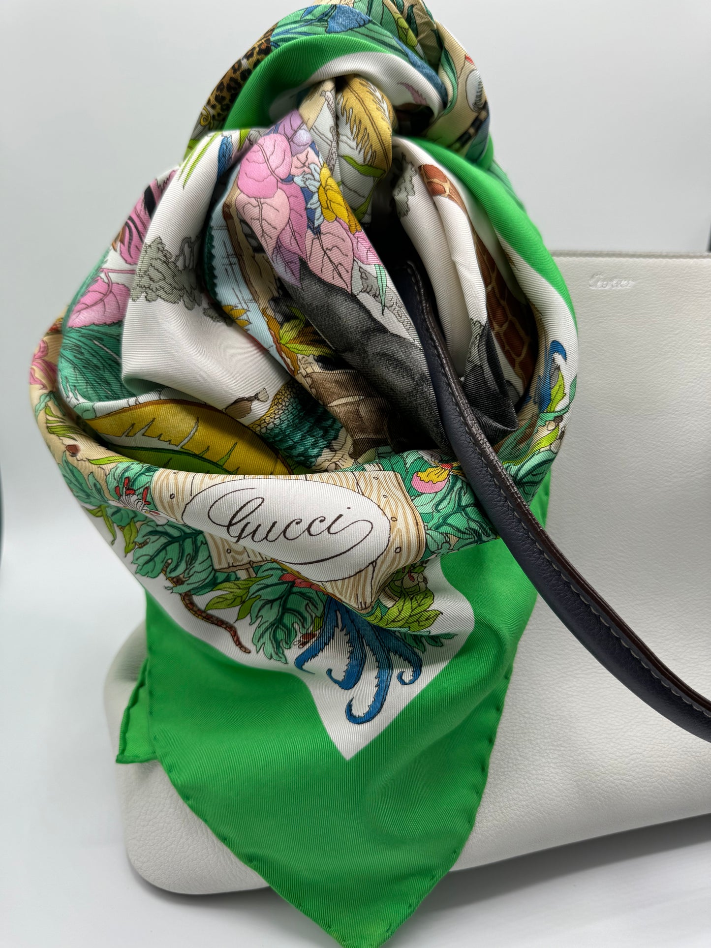 Vintage Gucci Silk Scarf- Green
