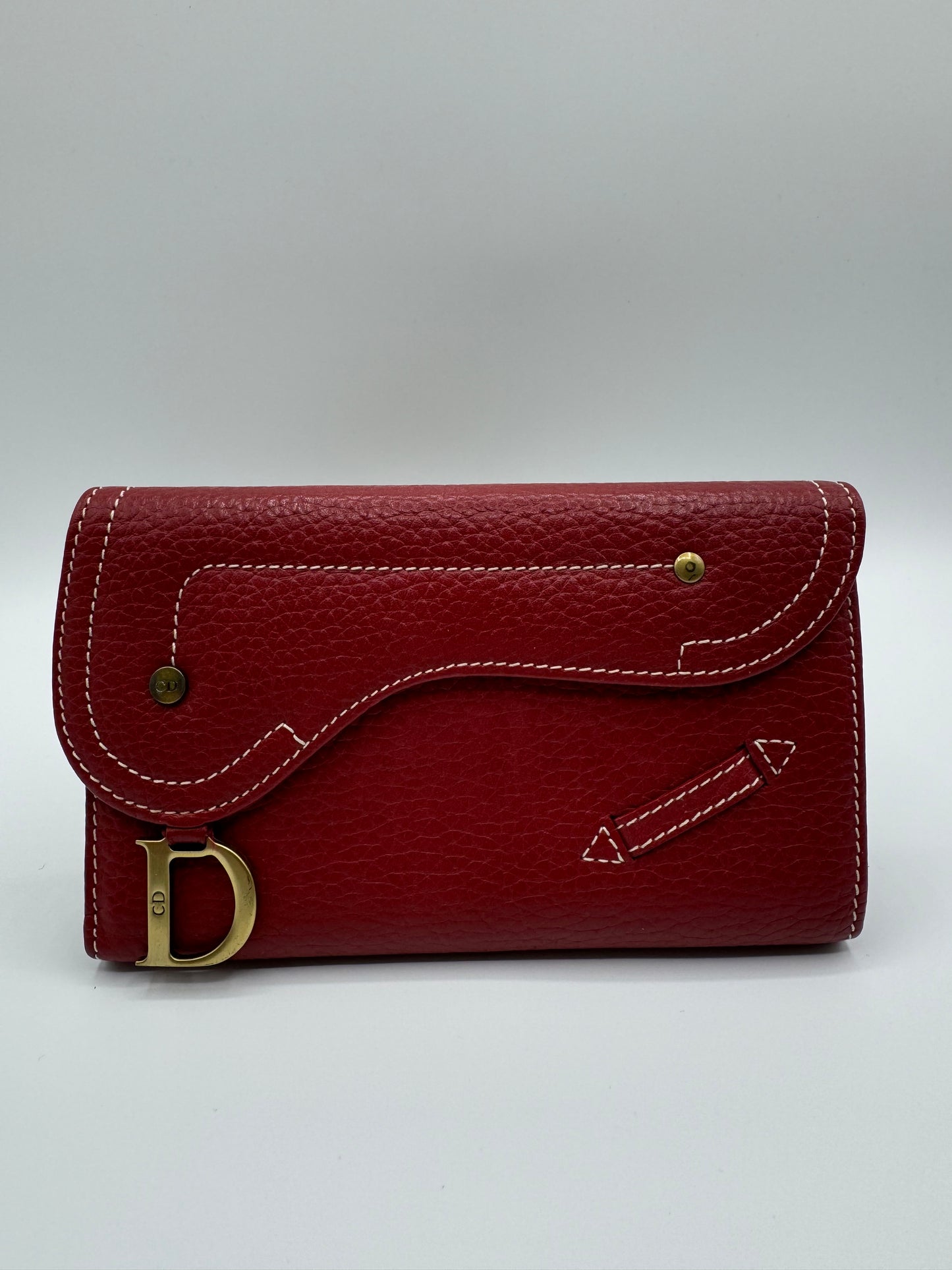 Vintage Dior Red Saddle Wallet