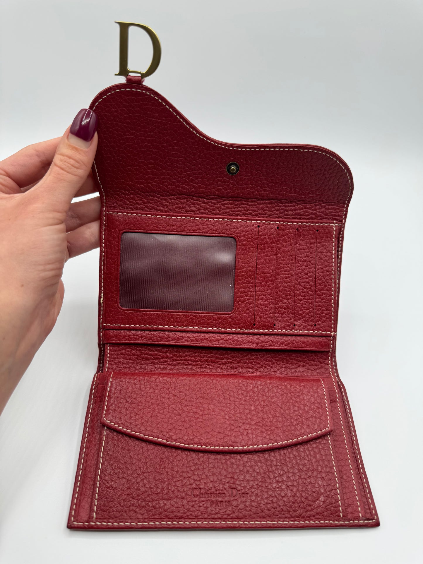 Vintage Dior Red Saddle Wallet