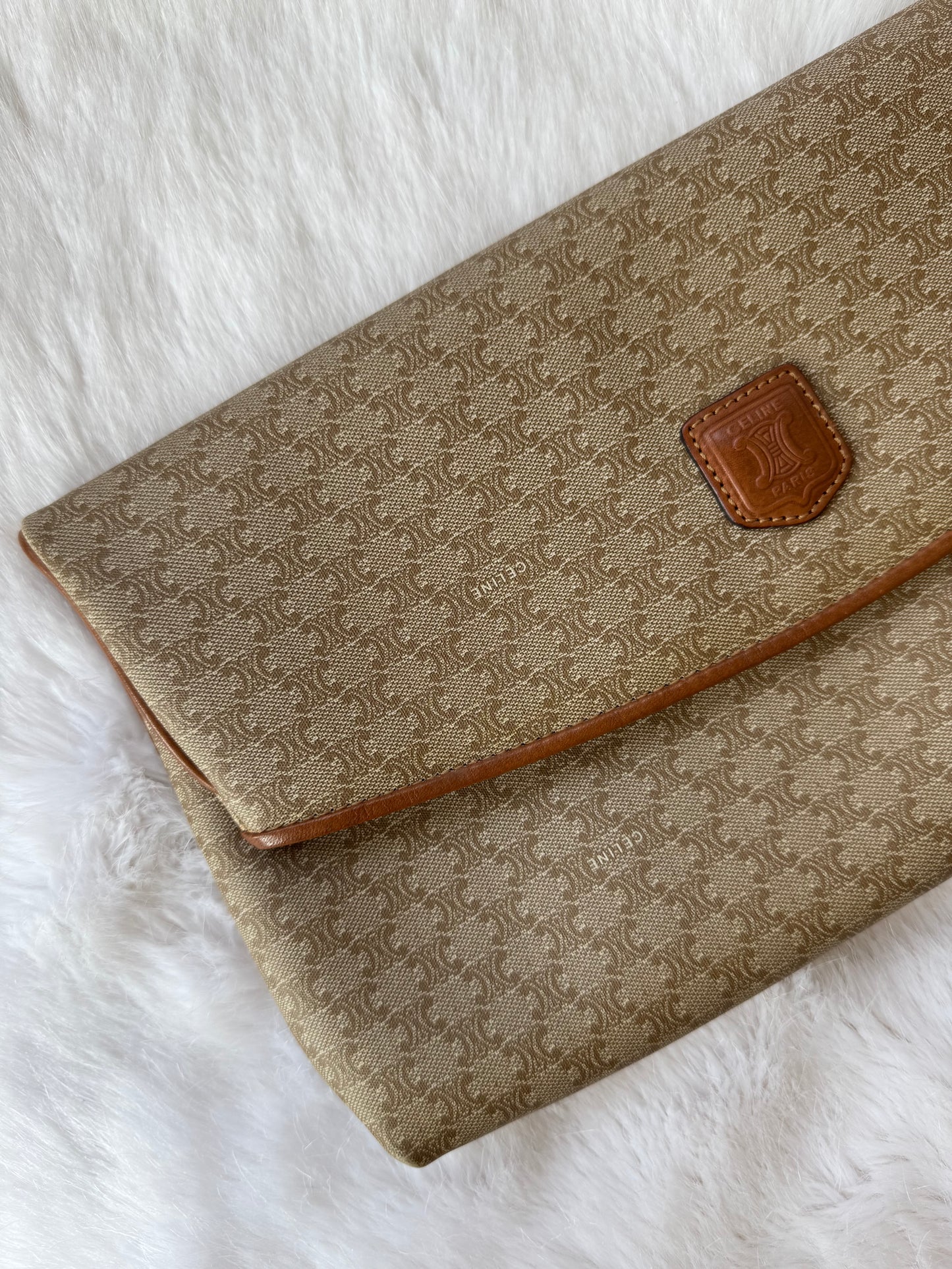 Vintage Celine Macadam Clutch- Tan