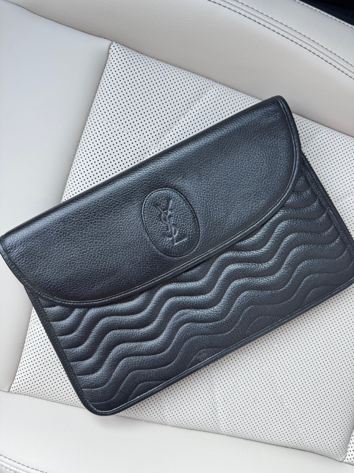 Vintage YSL Black Leather Clutch