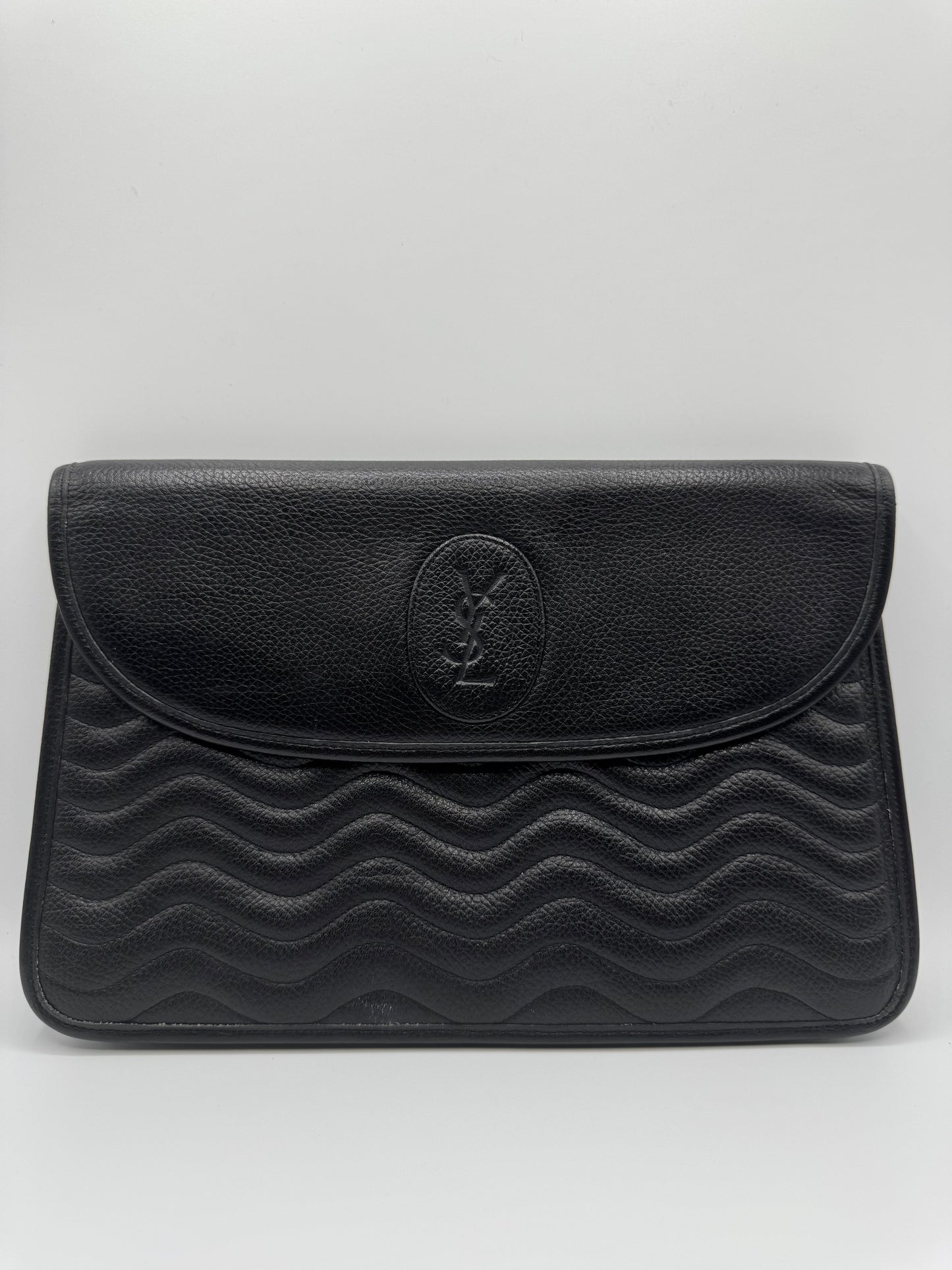 Vintage YSL Black Leather Clutch