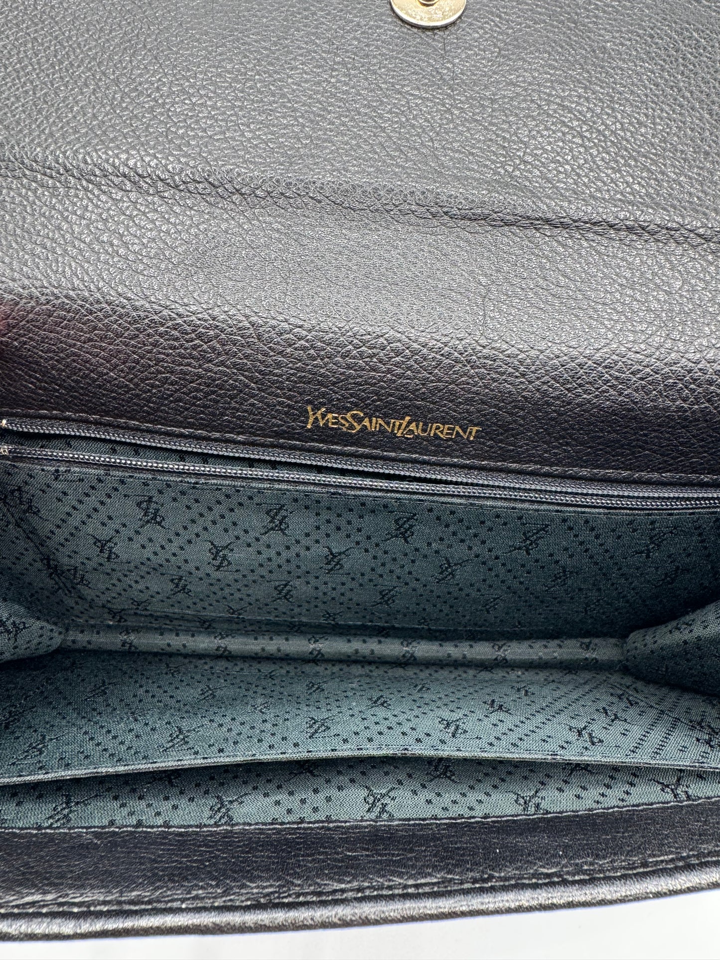 Vintage YSL Black Leather Clutch