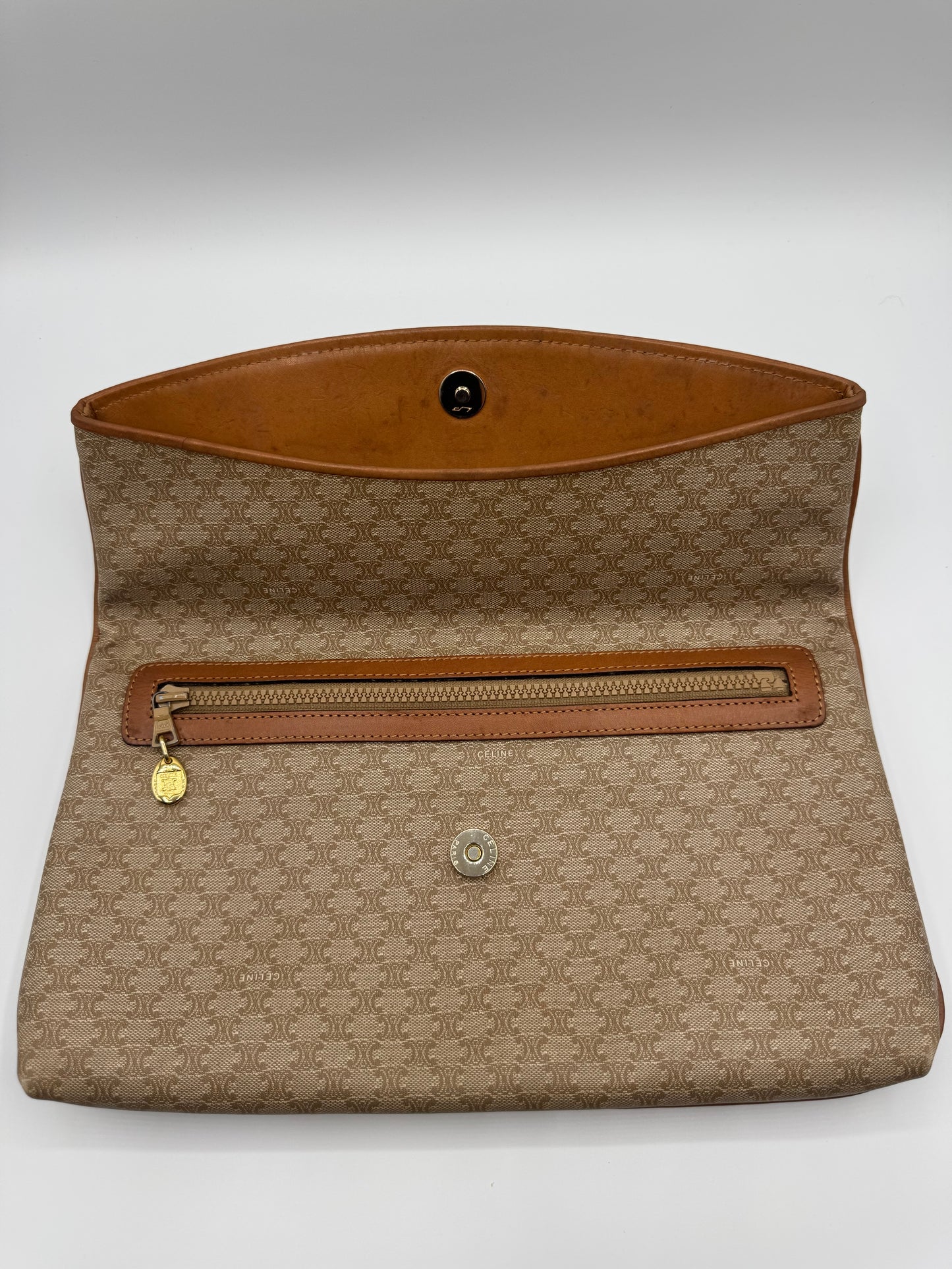 Vintage Celine Macadam Clutch- Tan
