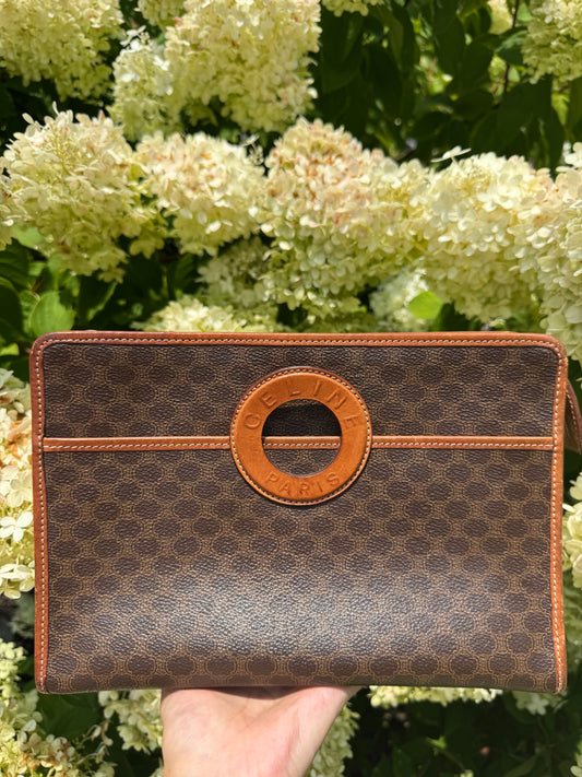 Vintage Celine Macadam Clutch- Brown