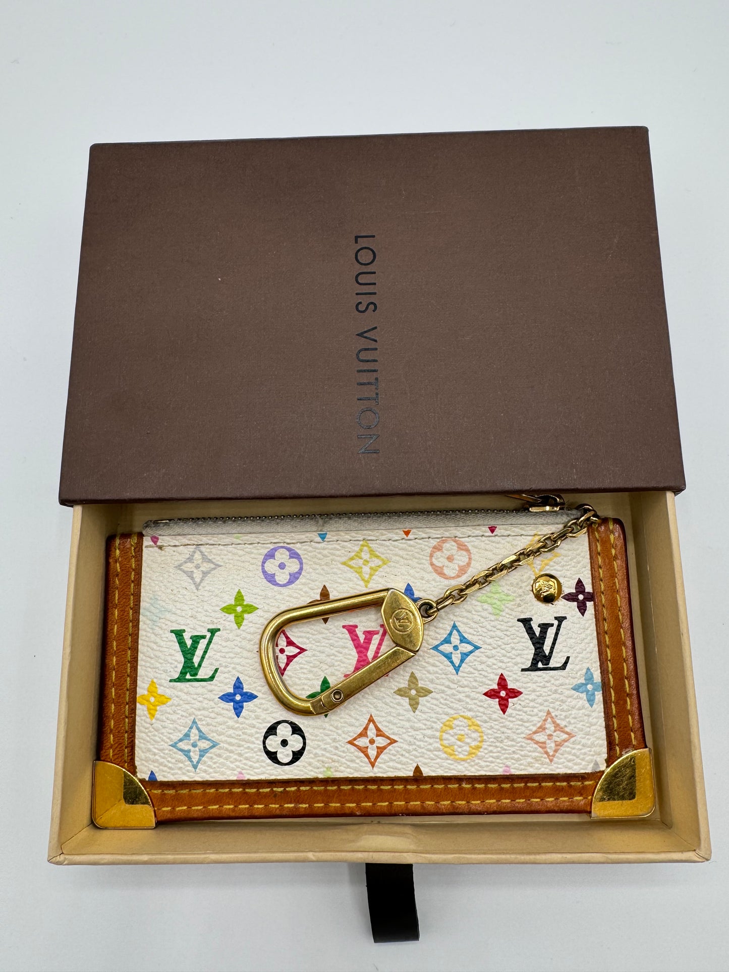 Vintage Louis Vuitton x Murakami Multicolor Key Pouch- White