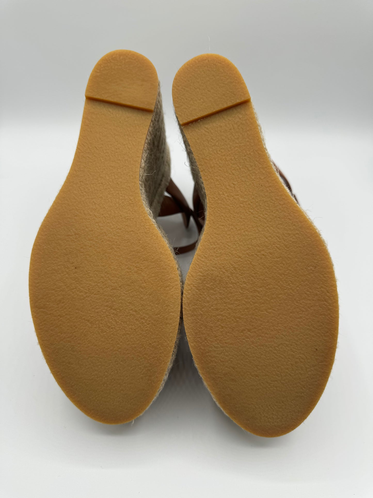 YSL Tribute Leather Espadrille Wedges- Brown