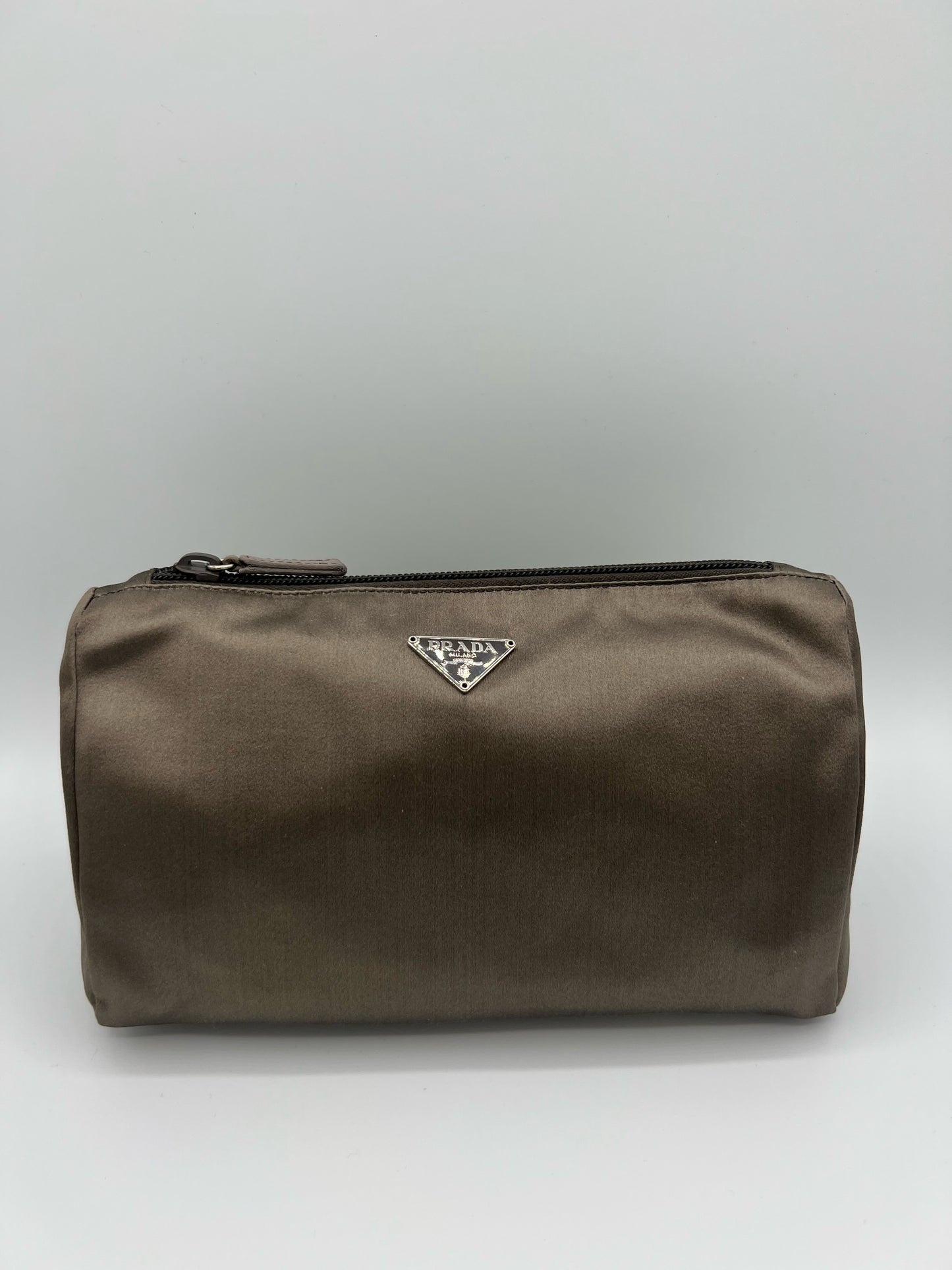 Prada Grey Satin Pouch
