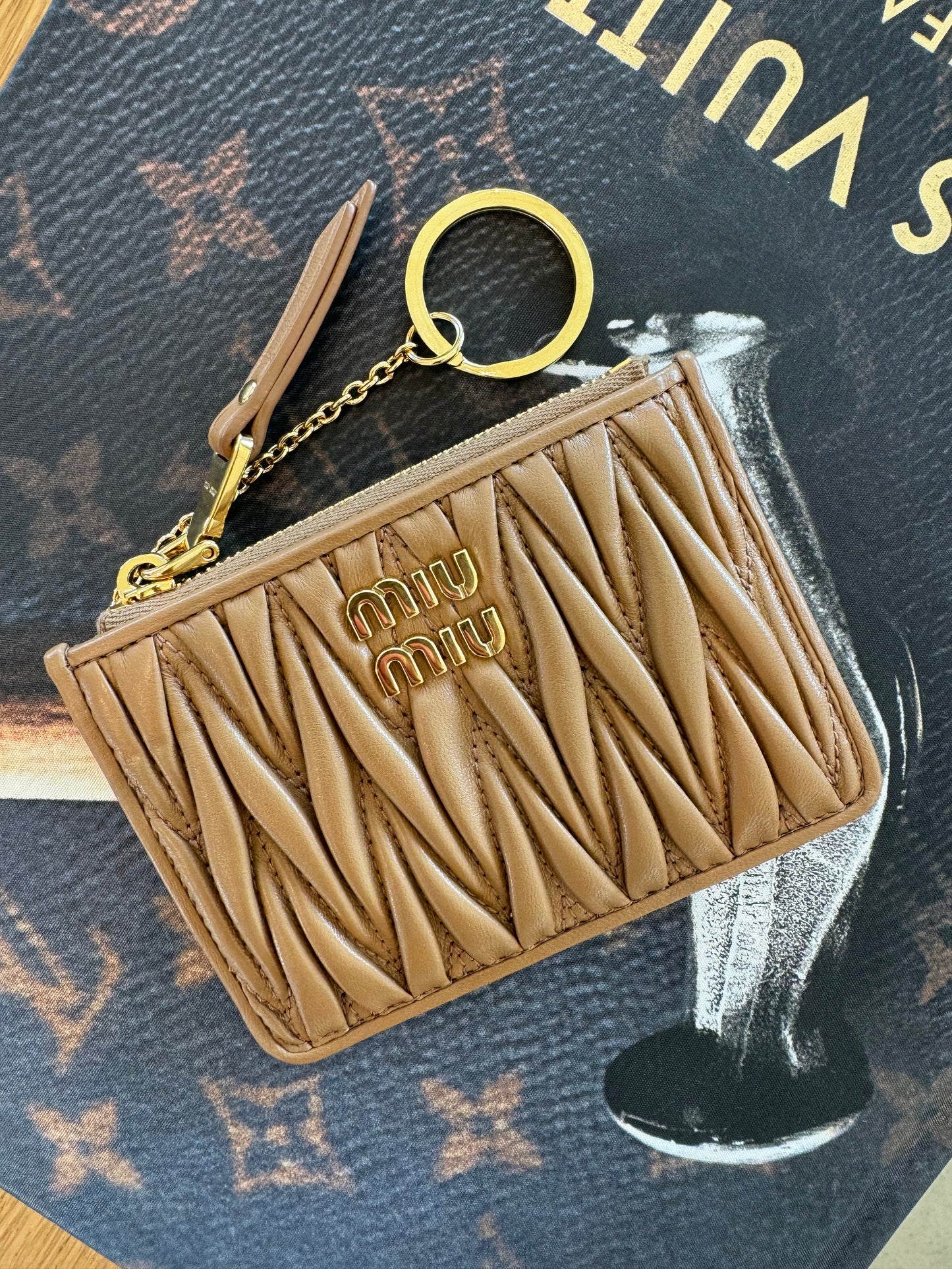 Miu Miu Tan Key Pouch