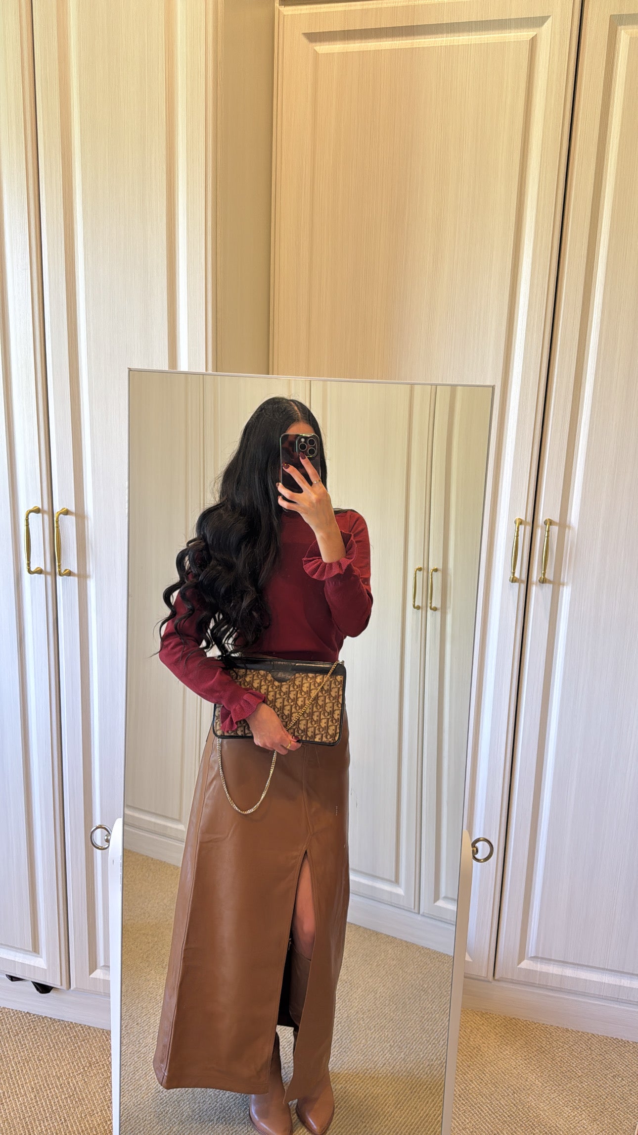 Vintage Dior Trotter Clutch on Chain- Brown