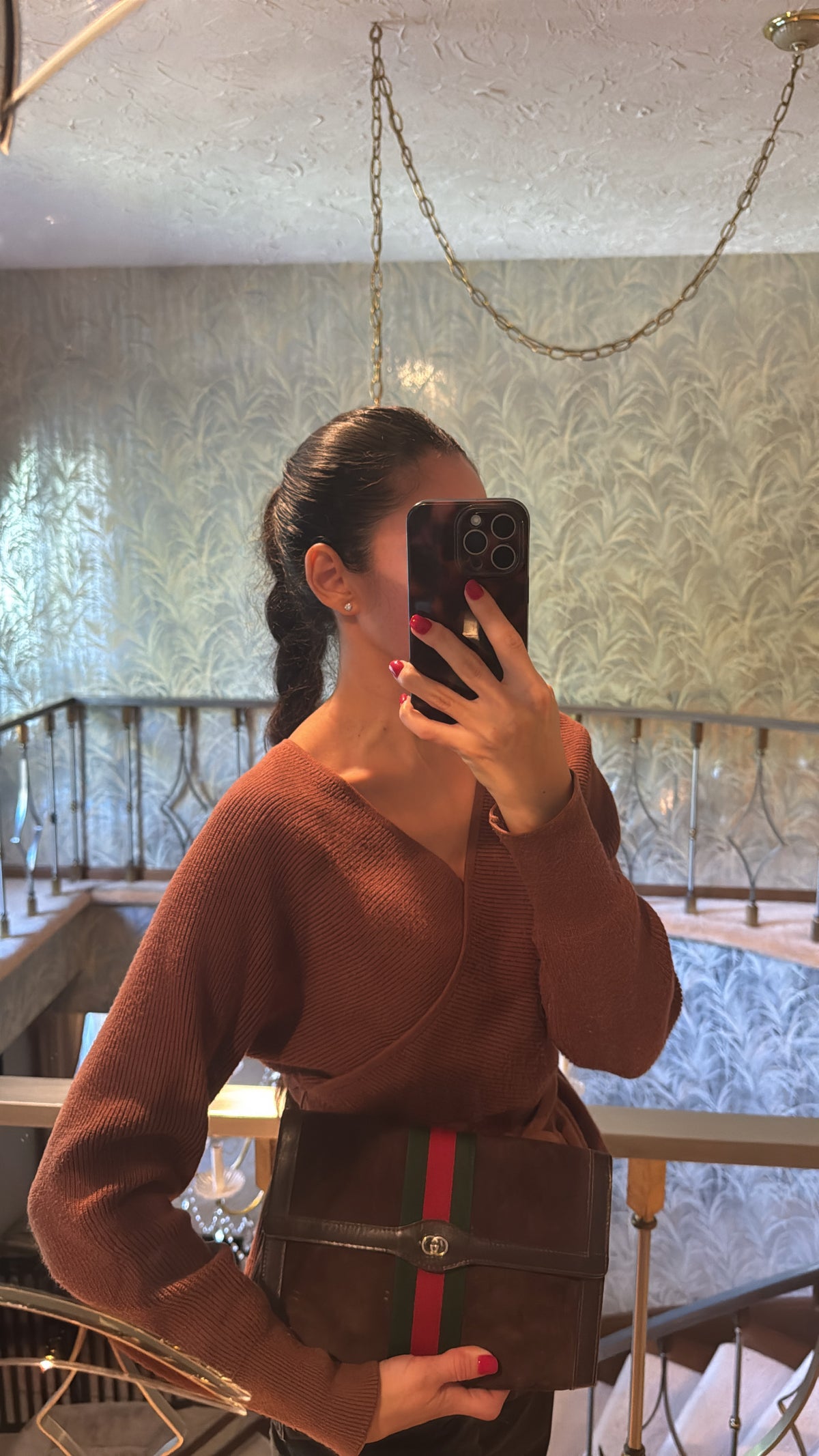 Vintage Gucci Brown Suede Clutch