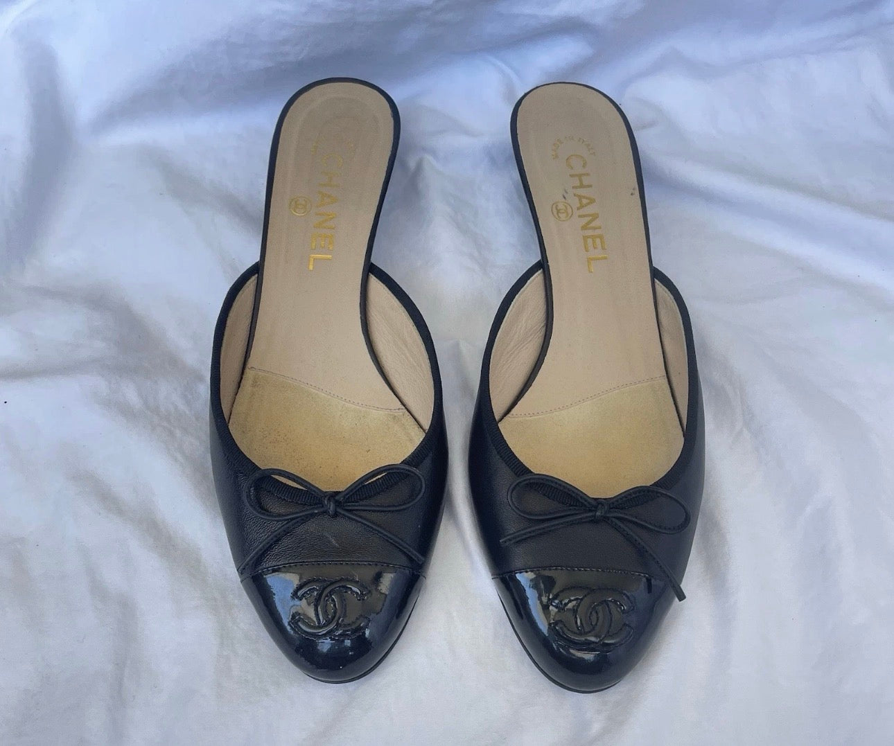 Vintage Chanel Black Kitten Heel Mules