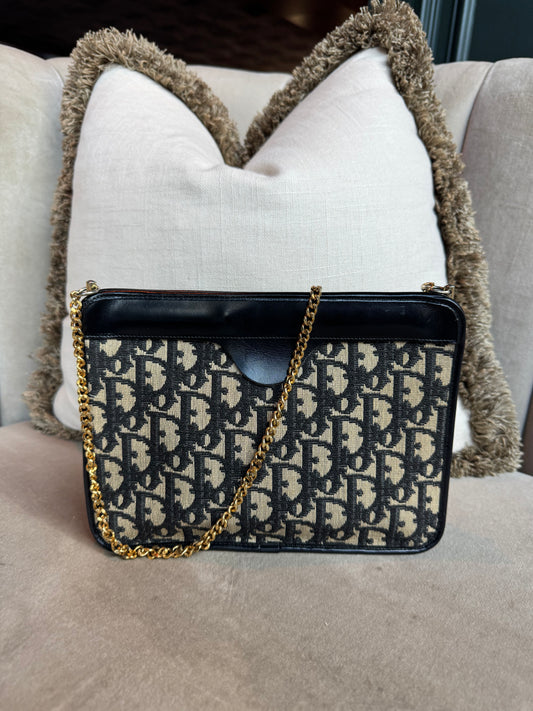 Vintage Dior Clutch on Chain- Navy