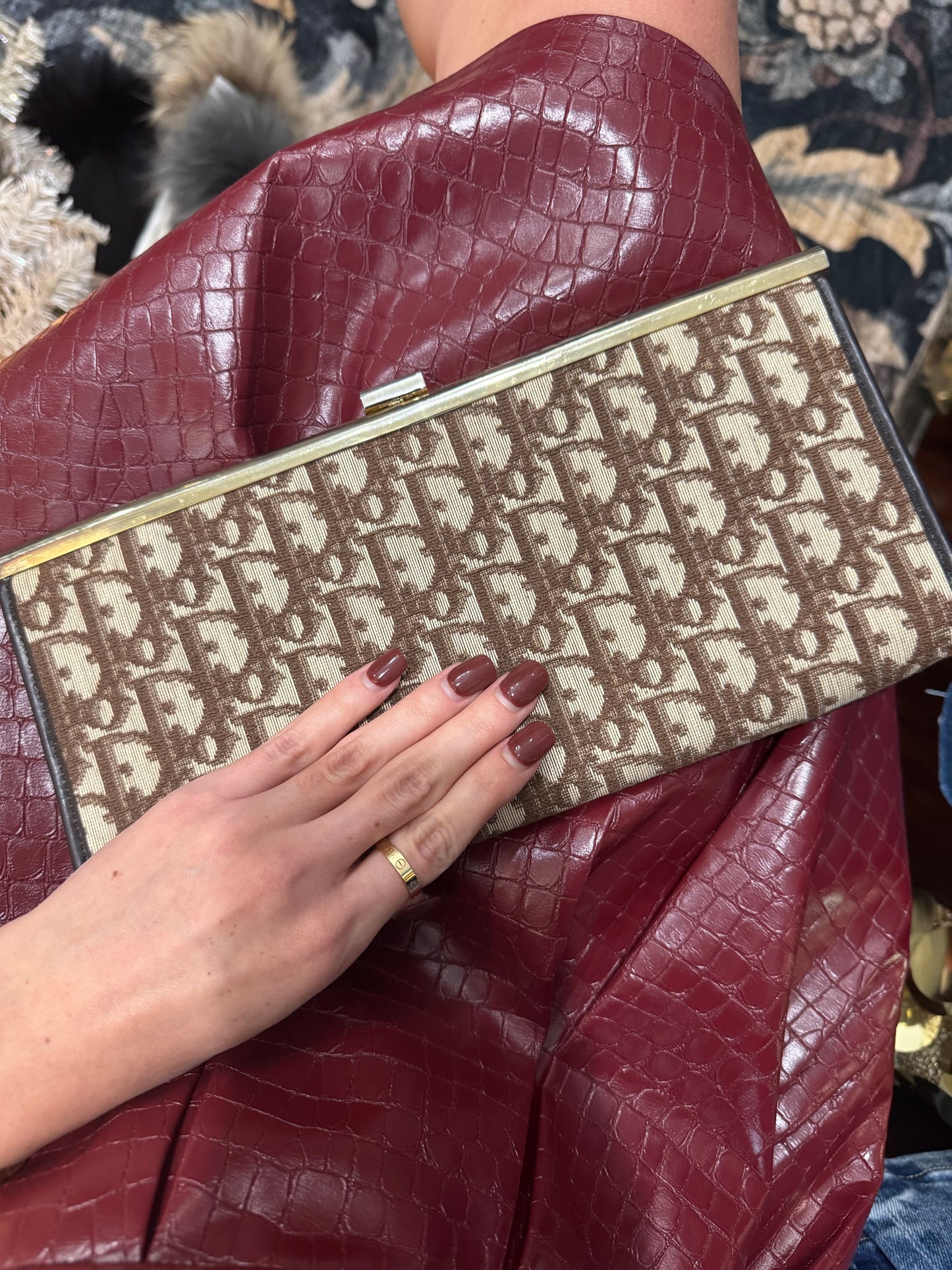Vintage Dior Brown Trotter Clutch