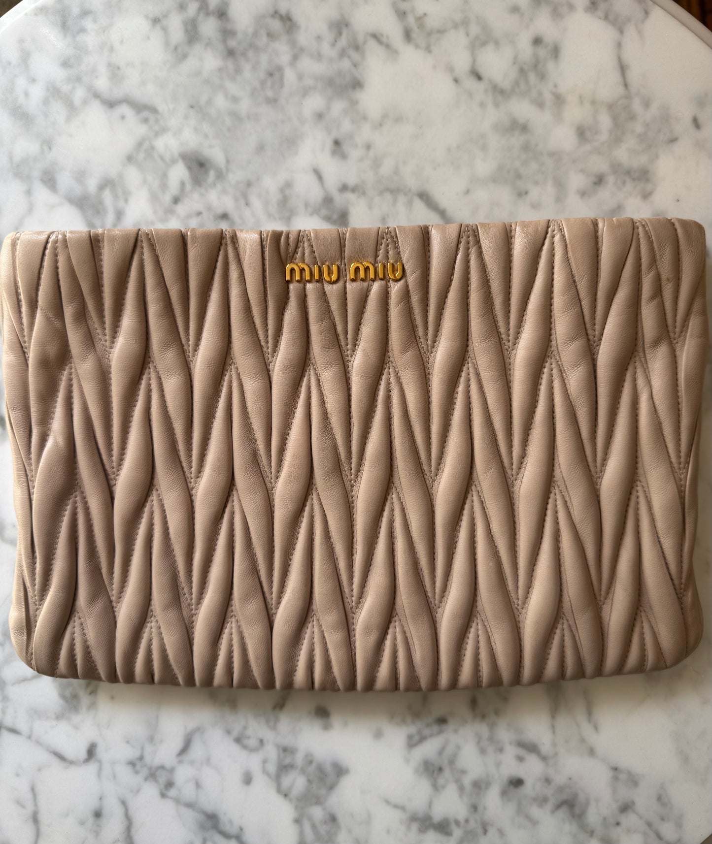 Miu Miu Beige Leather Clutch