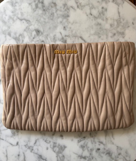 Miu Miu Beige Leather Clutch