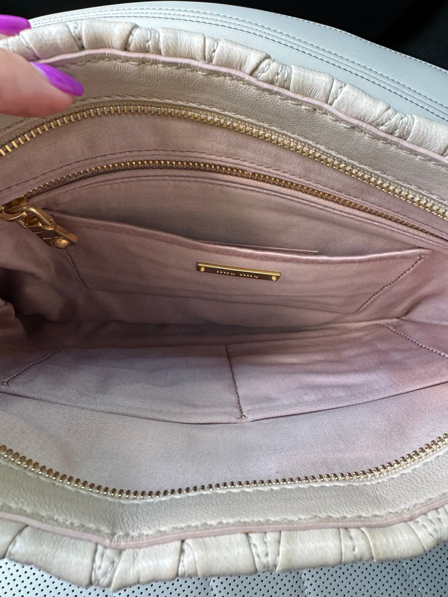 Miu Miu Beige Leather Clutch