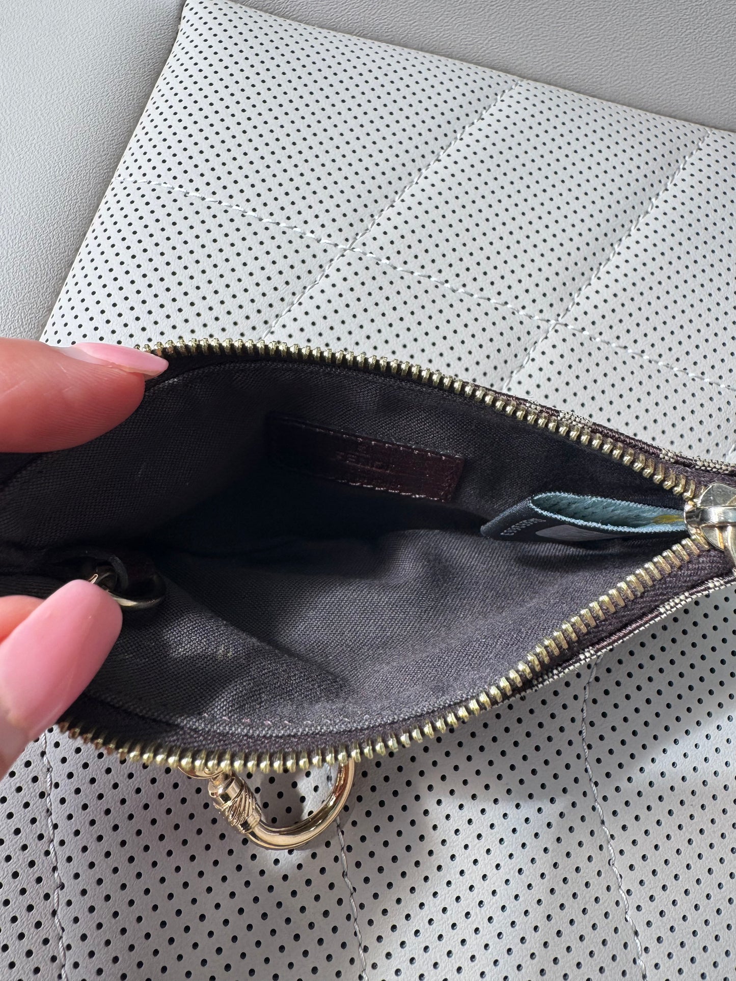Vintage Fendi Zucchino Tan Key Pouch