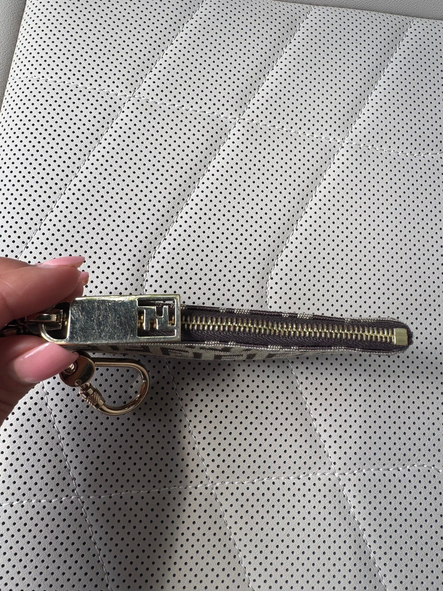 Vintage Fendi Zucchino Tan Key Pouch