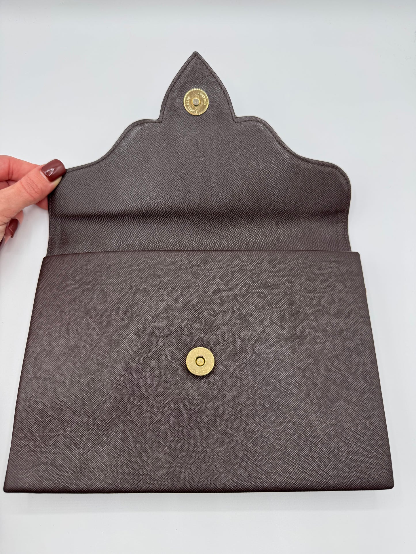 Vintage YSL Brown Leather Clutch