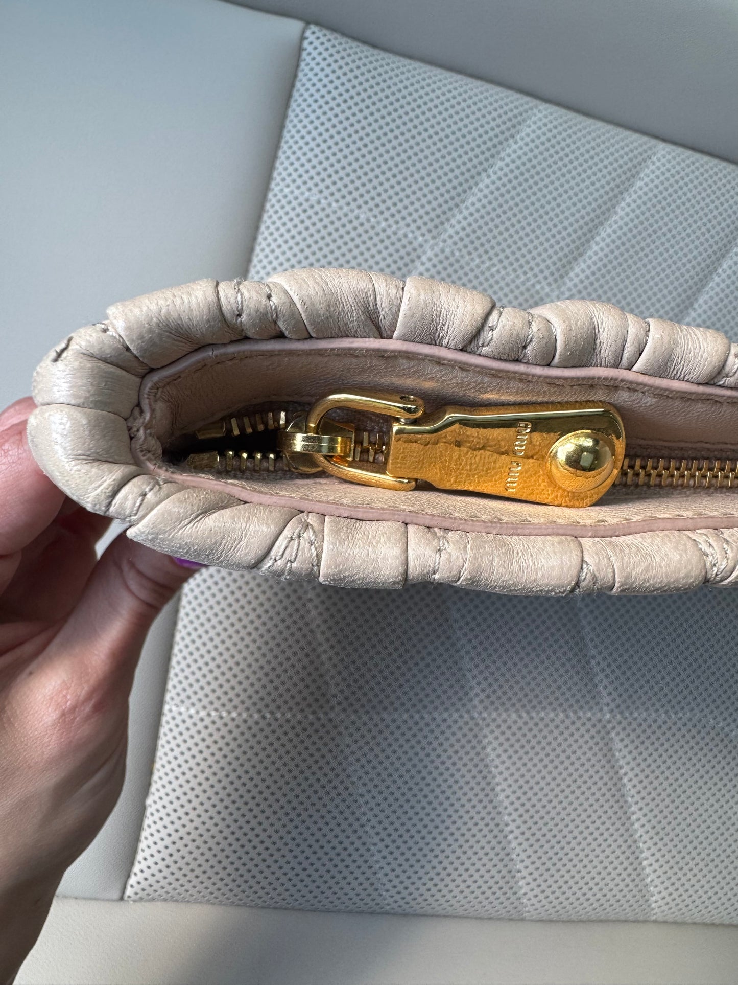 Miu Miu Beige Leather Clutch