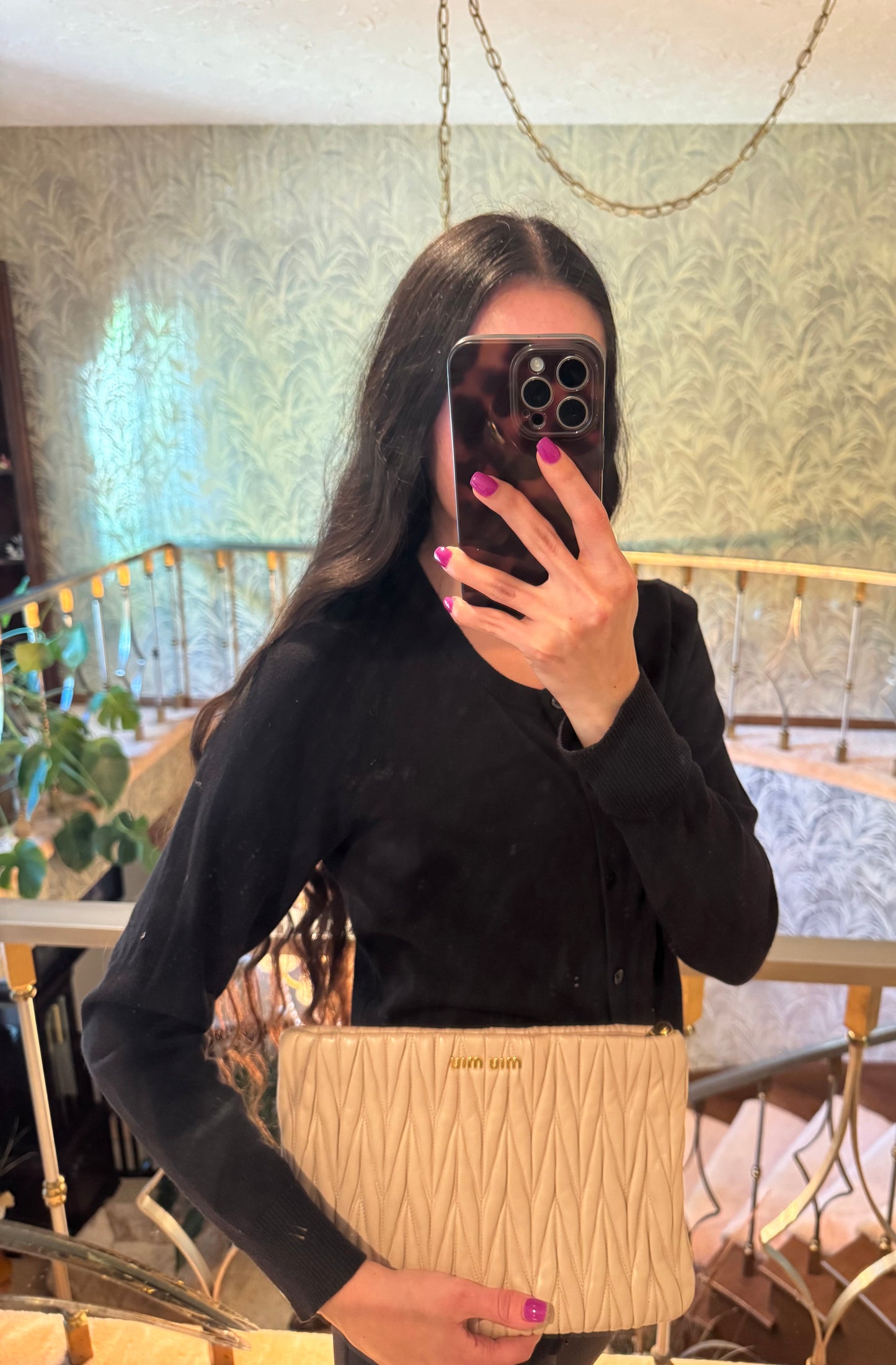 Miu Miu Beige Leather Clutch