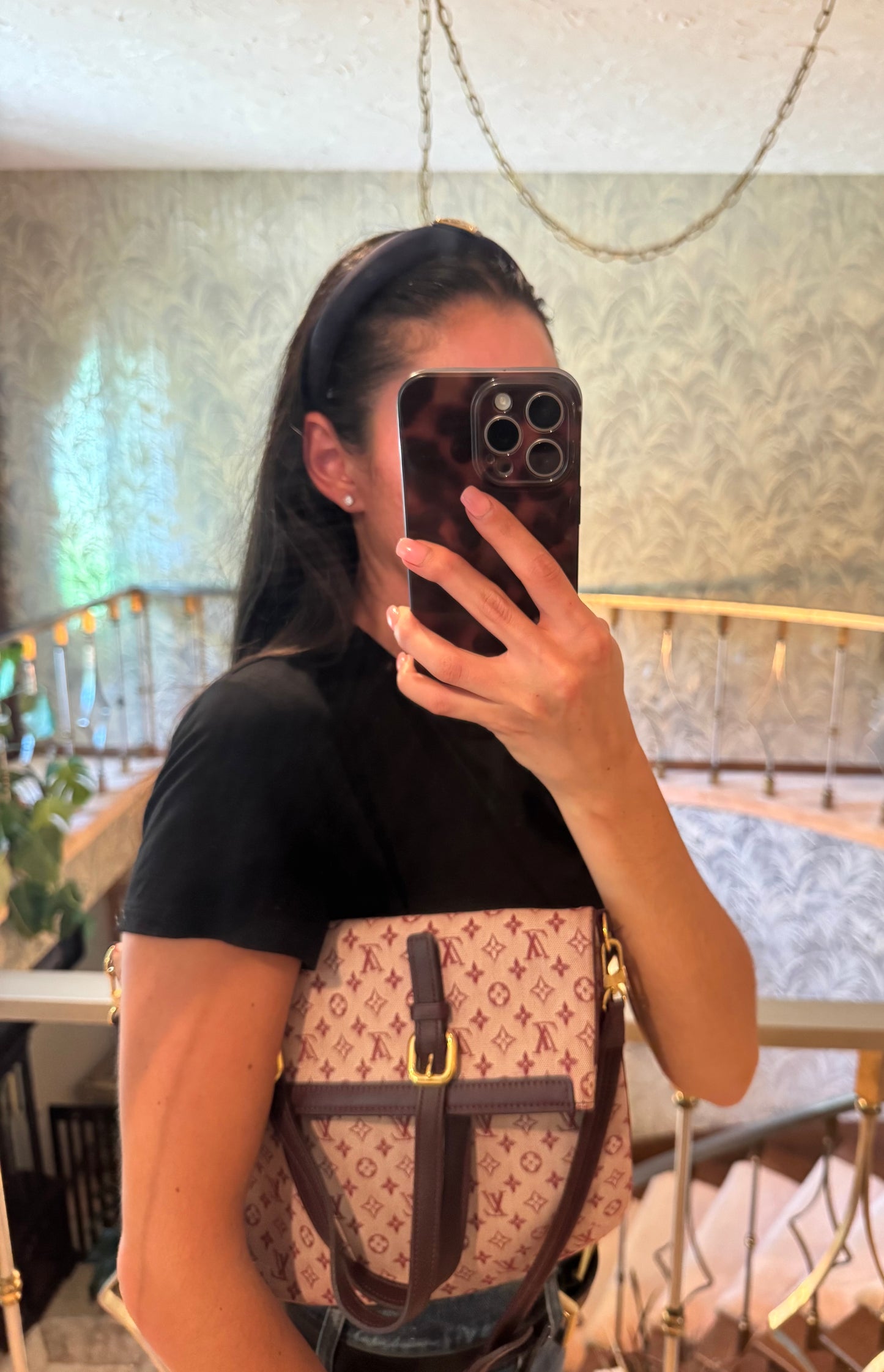 Vintage LV Denim Burgundy Tote
