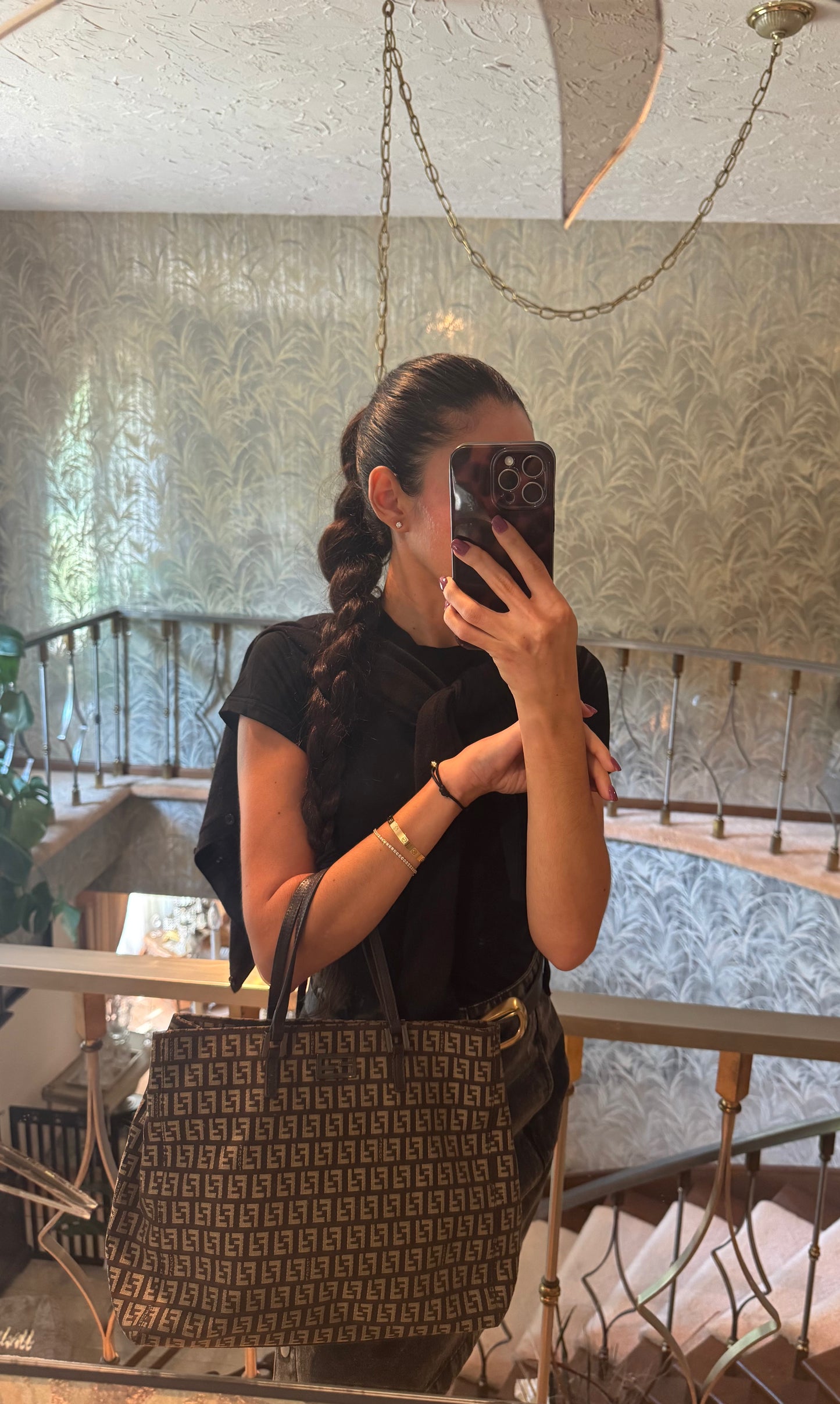 Vintage Fendi Brown Zucchino Tote Bag