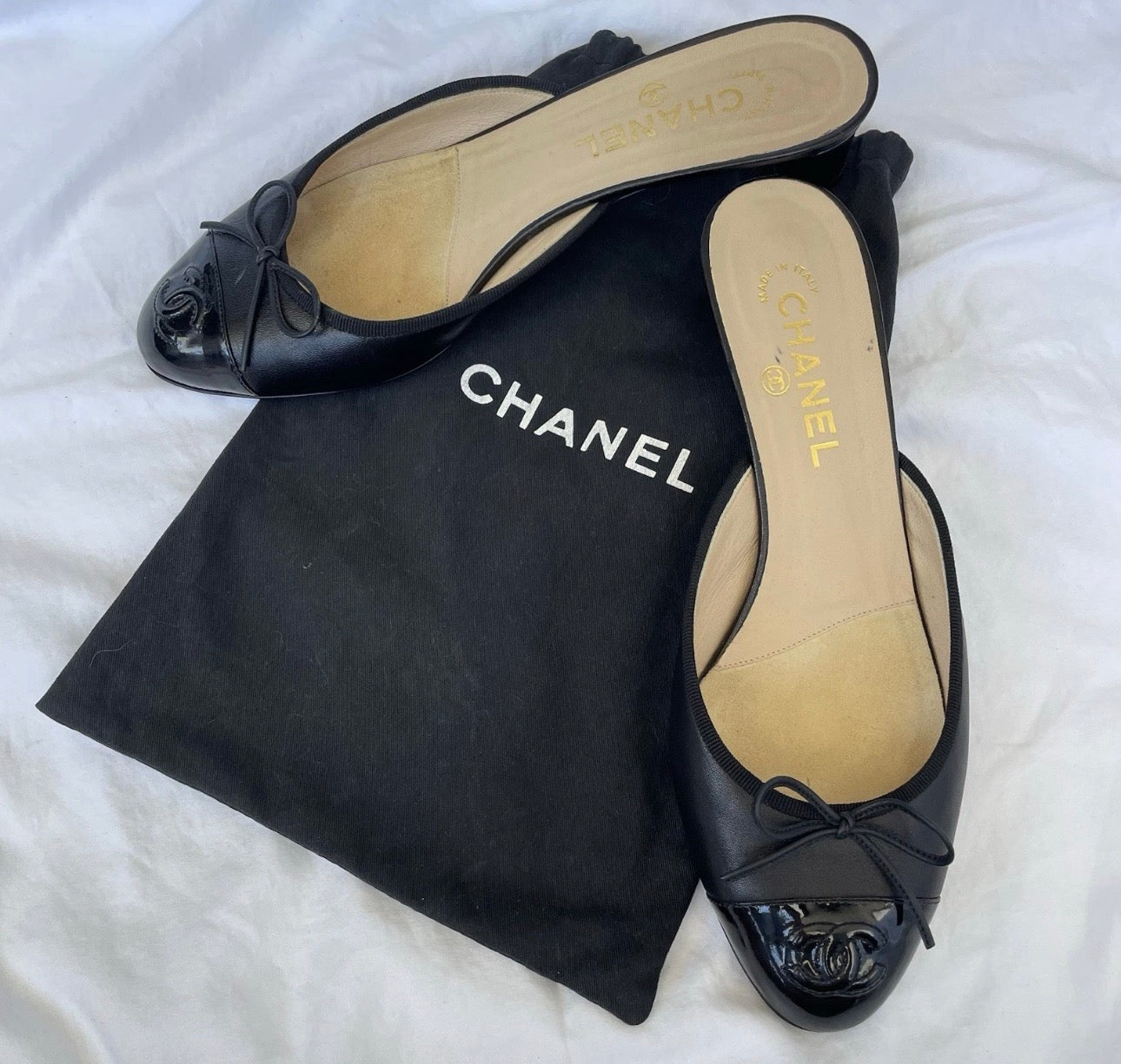 Vintage Chanel Black Kitten Heel Mules