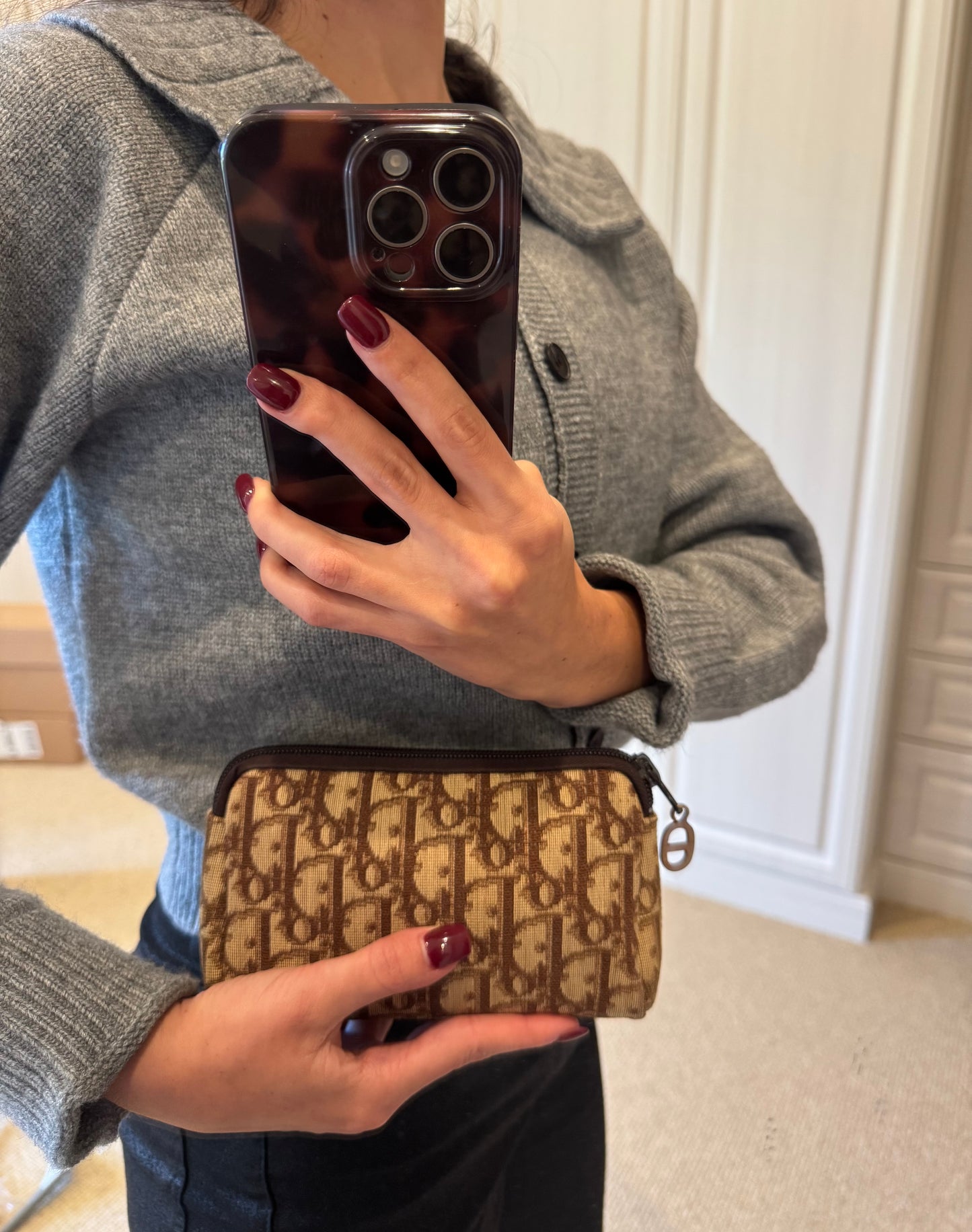 Vintage Dior Trotter Pouch/Mini Clutch- Brown