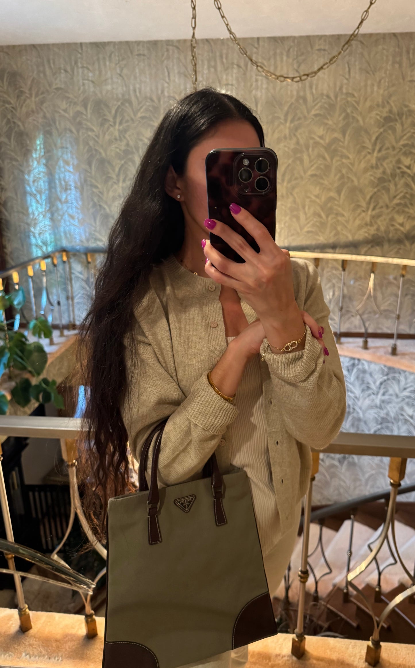 Vintage Prada Olive Canvas Tote