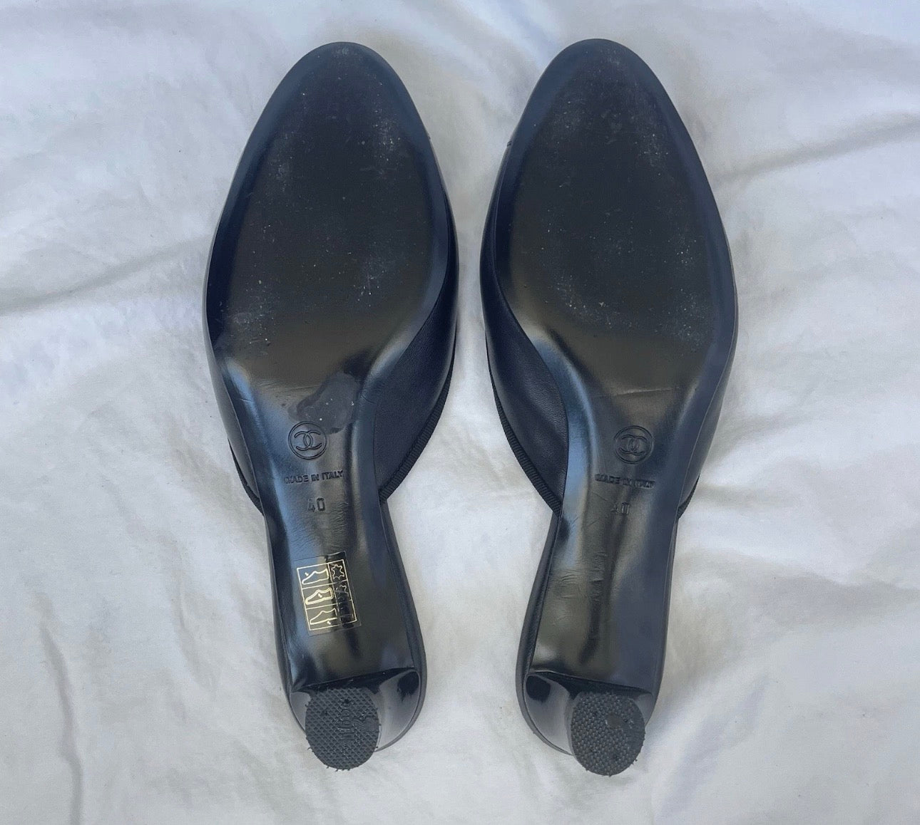 Vintage Chanel Black Kitten Heel Mules