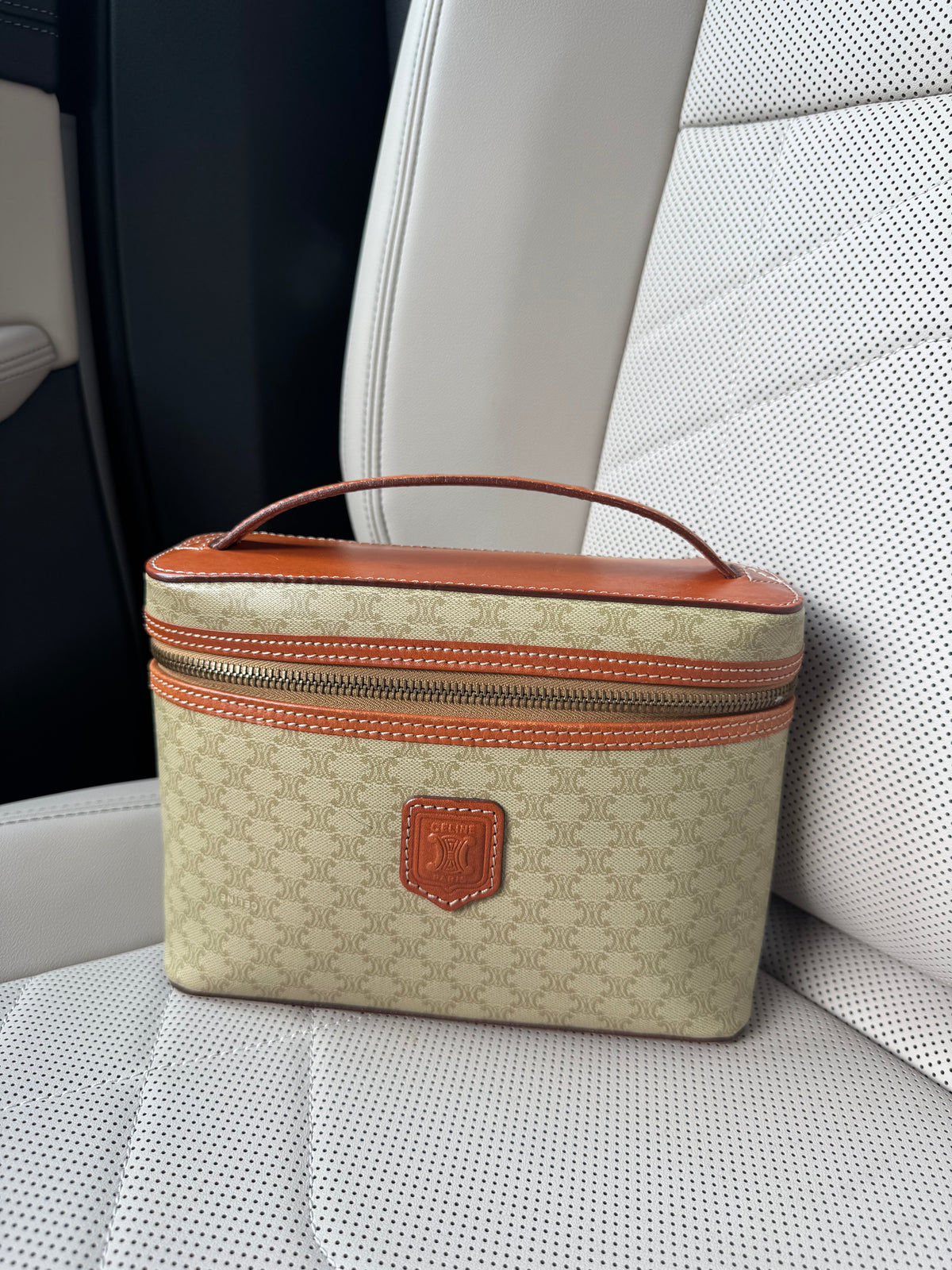 Vintage Celine Macadam Tan Vanity Bag