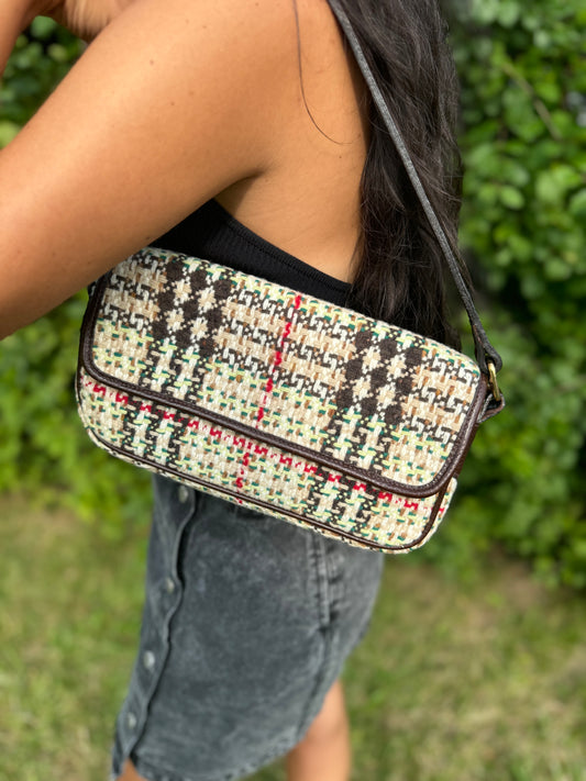 Vintage Burberry Tweed Baguette Bag