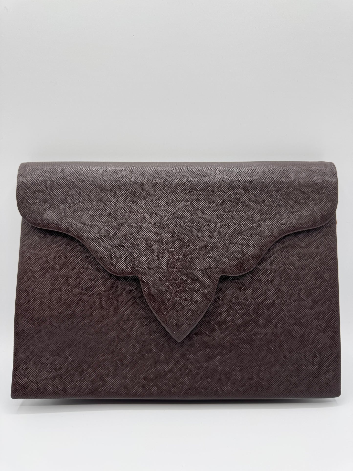 Vintage YSL Brown Leather Clutch
