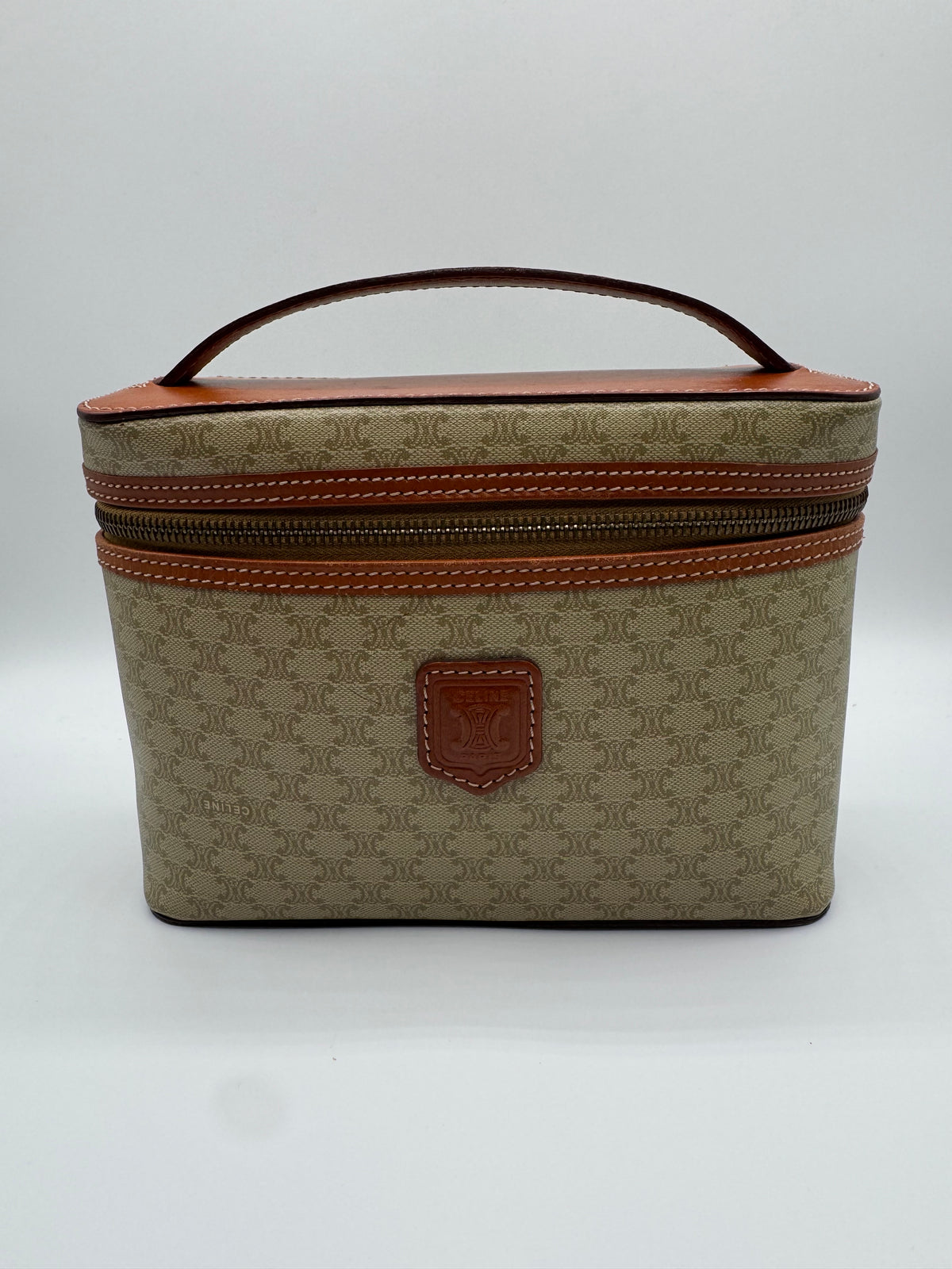 Vintage Celine Macadam Tan Vanity Bag